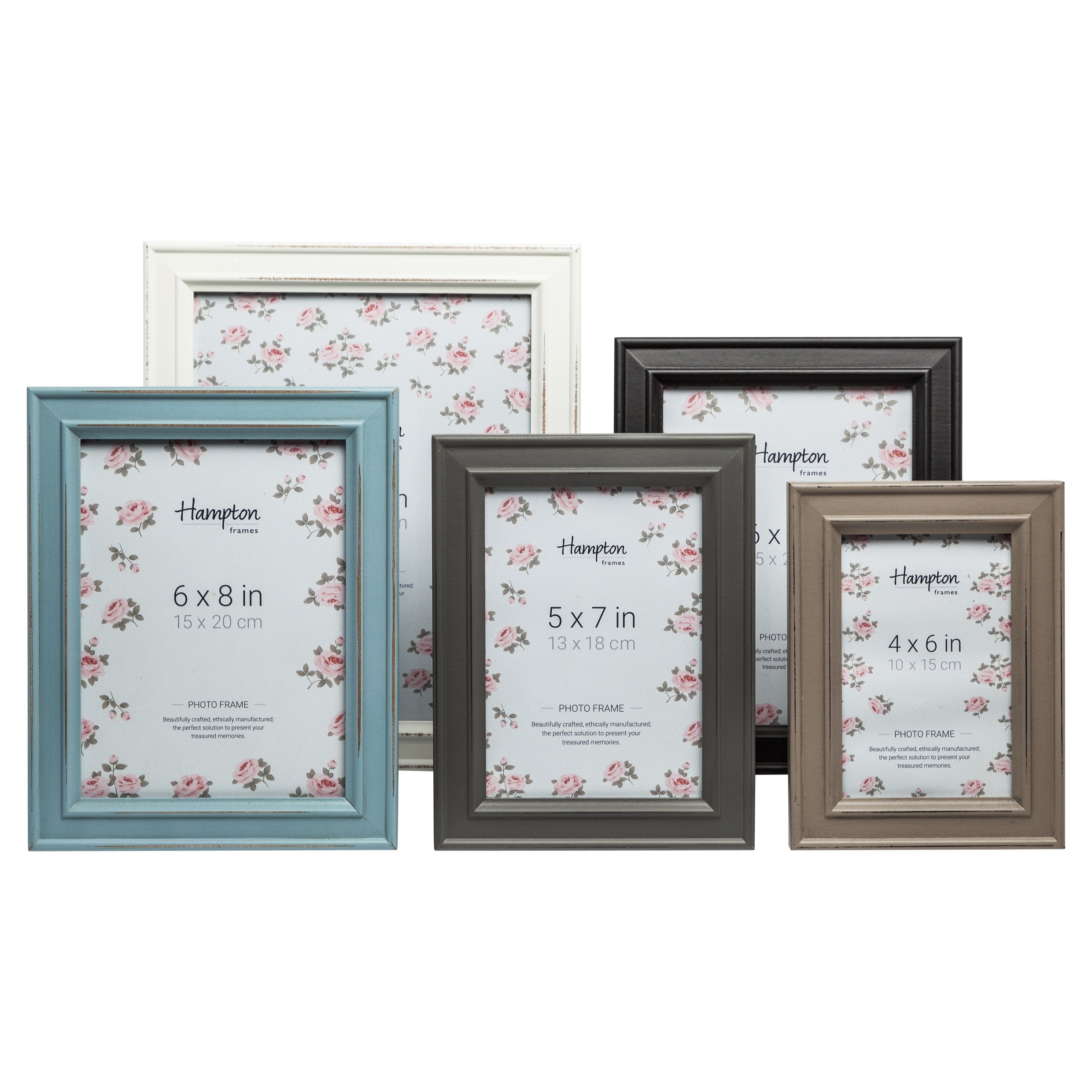Hampton Frames PALOMA 4x6 Wood Picture Frame | Light Blue Shabby Chic | Tabletop & Wall Mount 6
