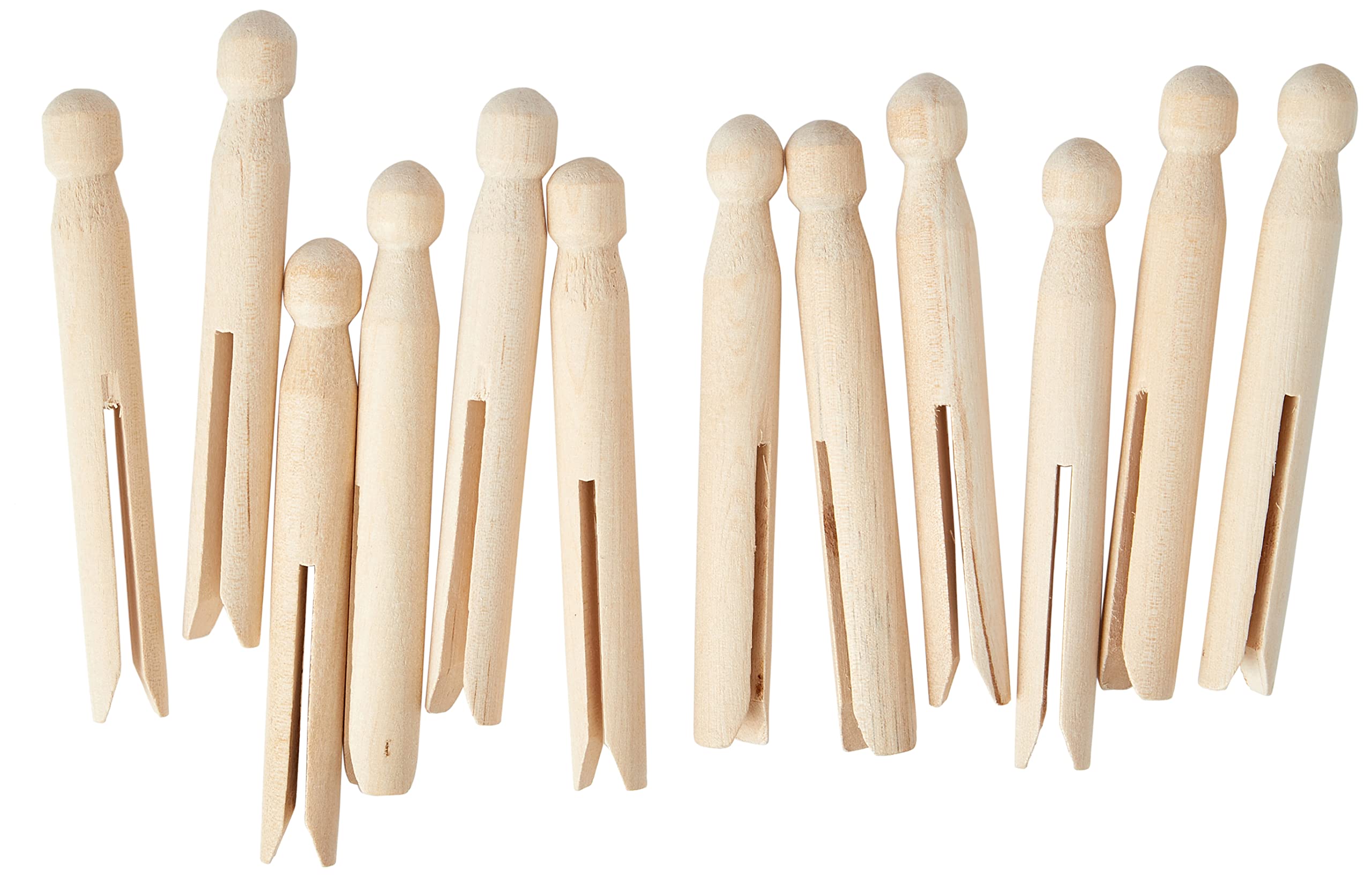 Craft Planet 12-Piece Dolly Pegs, Natural Birch Wood for Crafting and Laundry Use 4