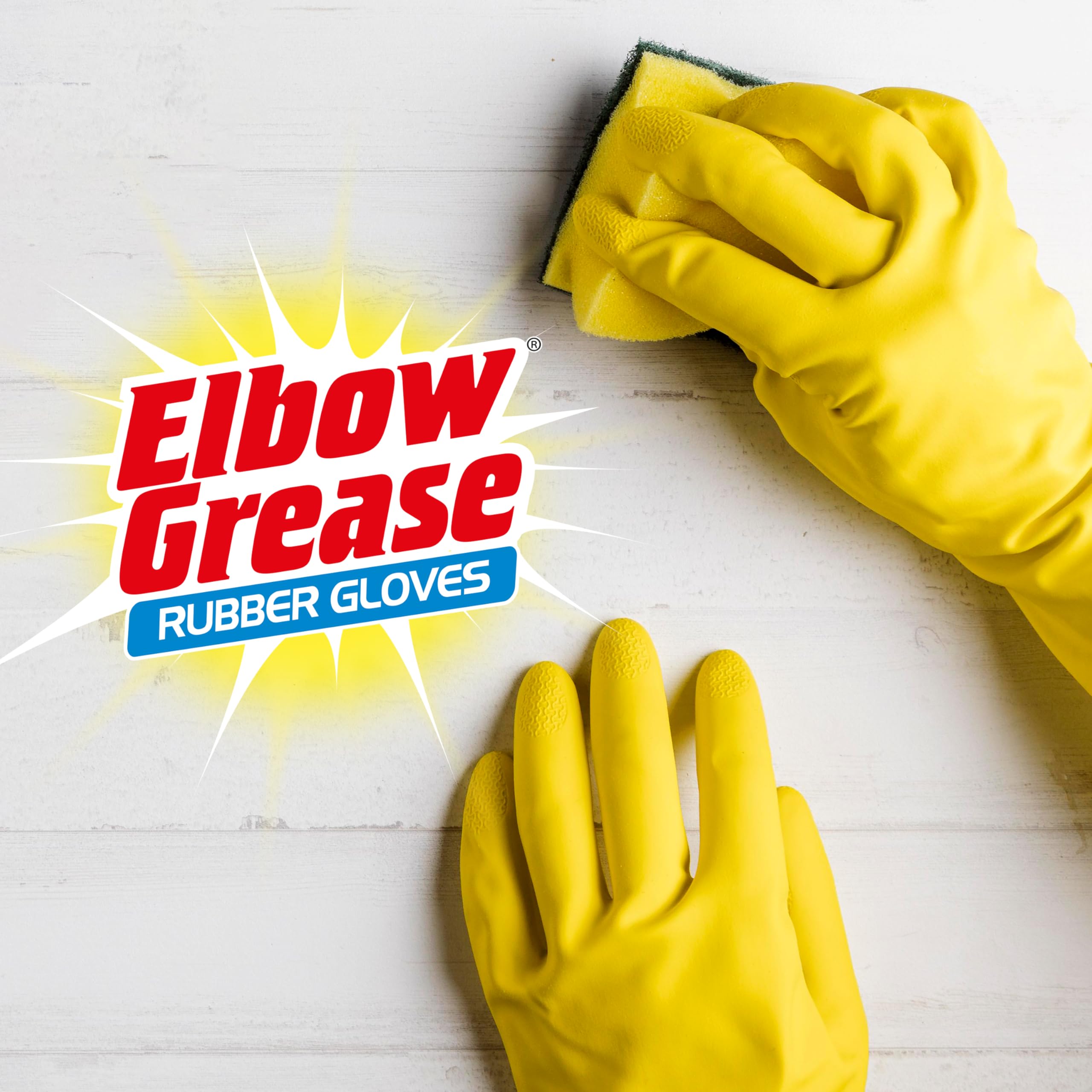 Elbow Grease Rubber Gloves - Super Strong Nitrile Blend | Cotton Lined, Non-Slip Grip | Size L (Pack of 1) 7
