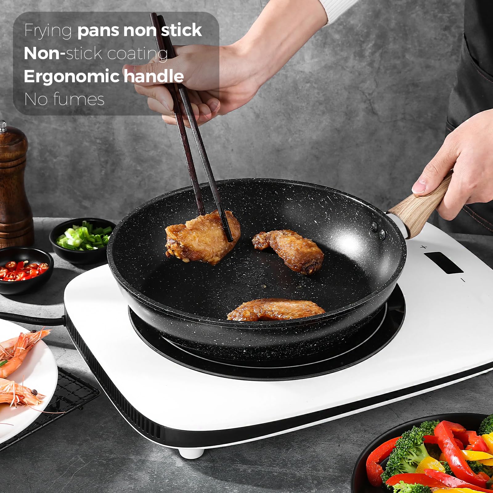 Woobroo 20cm Non-Stick Frying Pan with Sturdy Handle | Aluminium | Dishwasher Safe 4