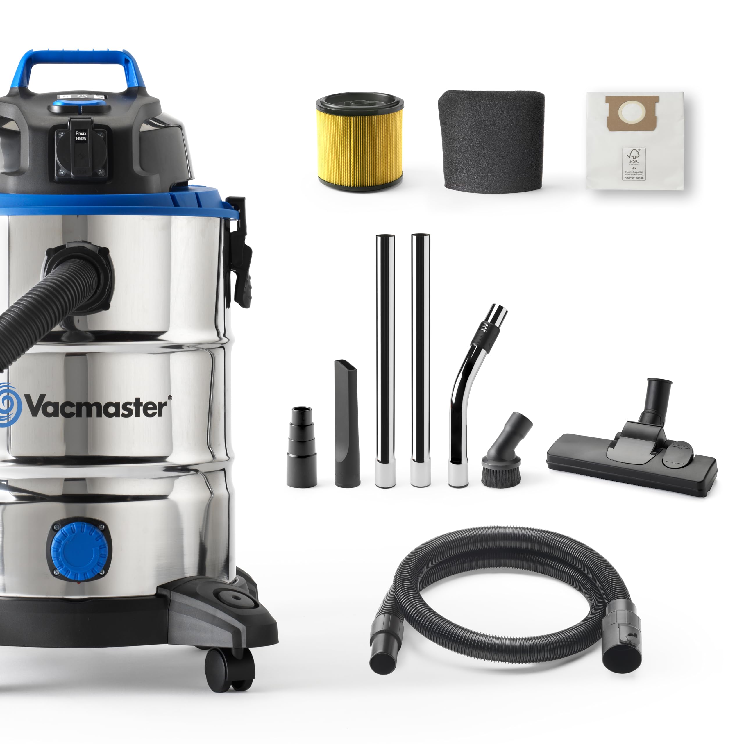 Vacmaster Power 30 Wet-Dry Vacuum Cleaner with Power Take Off Socket | 30L Stainless Steel Tank | 1500W Motor 9