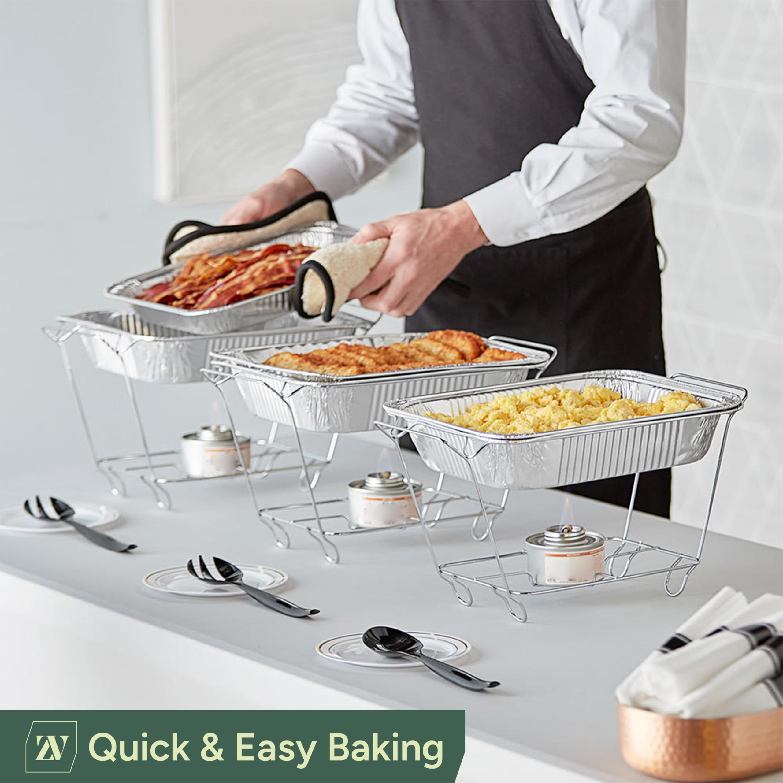 Zuvo Heavy-Duty Aluminium Trays - 32 x 26 x 7cm (10 Pack) | Oven & Freezer Safe 5