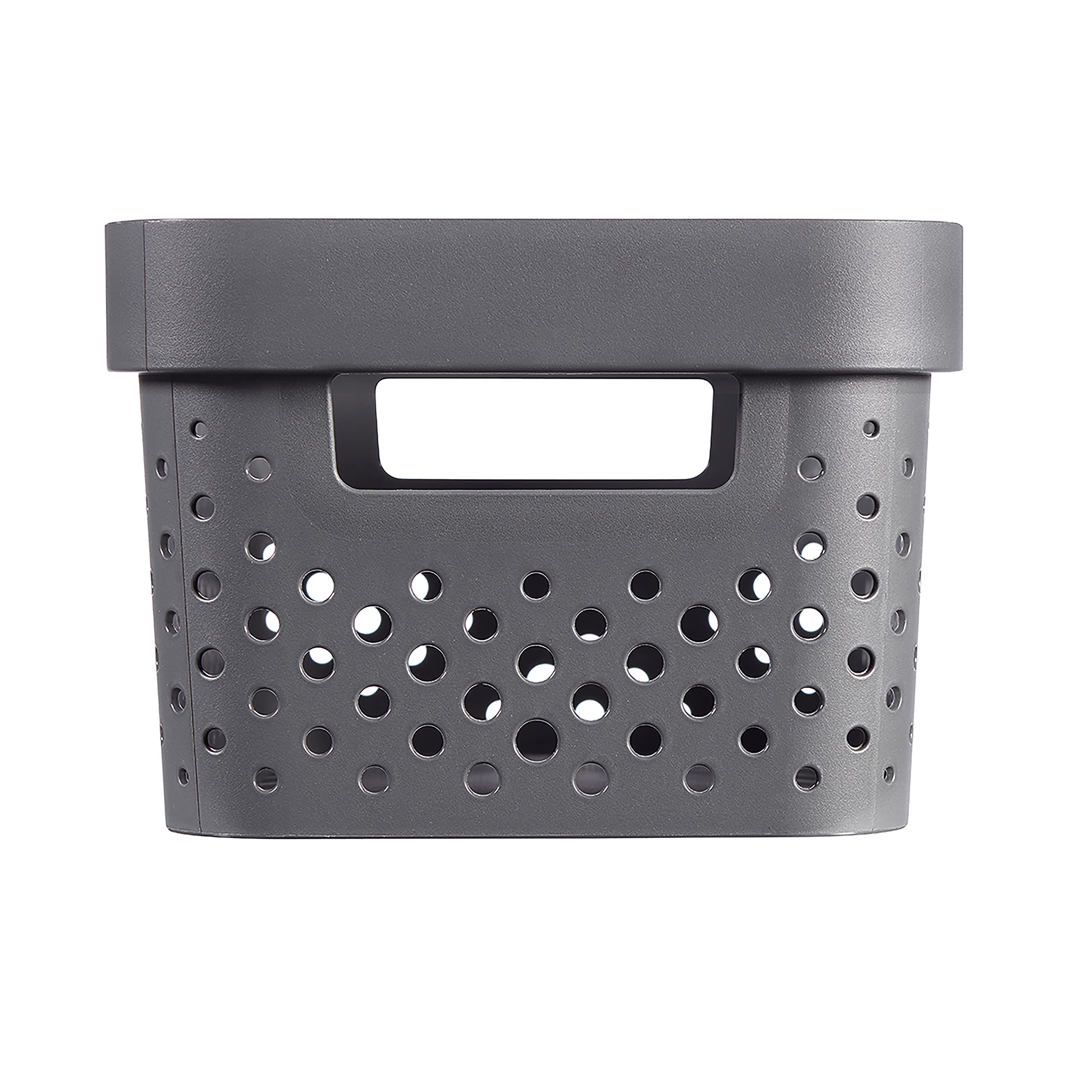 CURVER Infinity Dots Set of 4 Rectangular 4.5L Storage Boxes | 100% Recycled Resin | Dark Grey 5