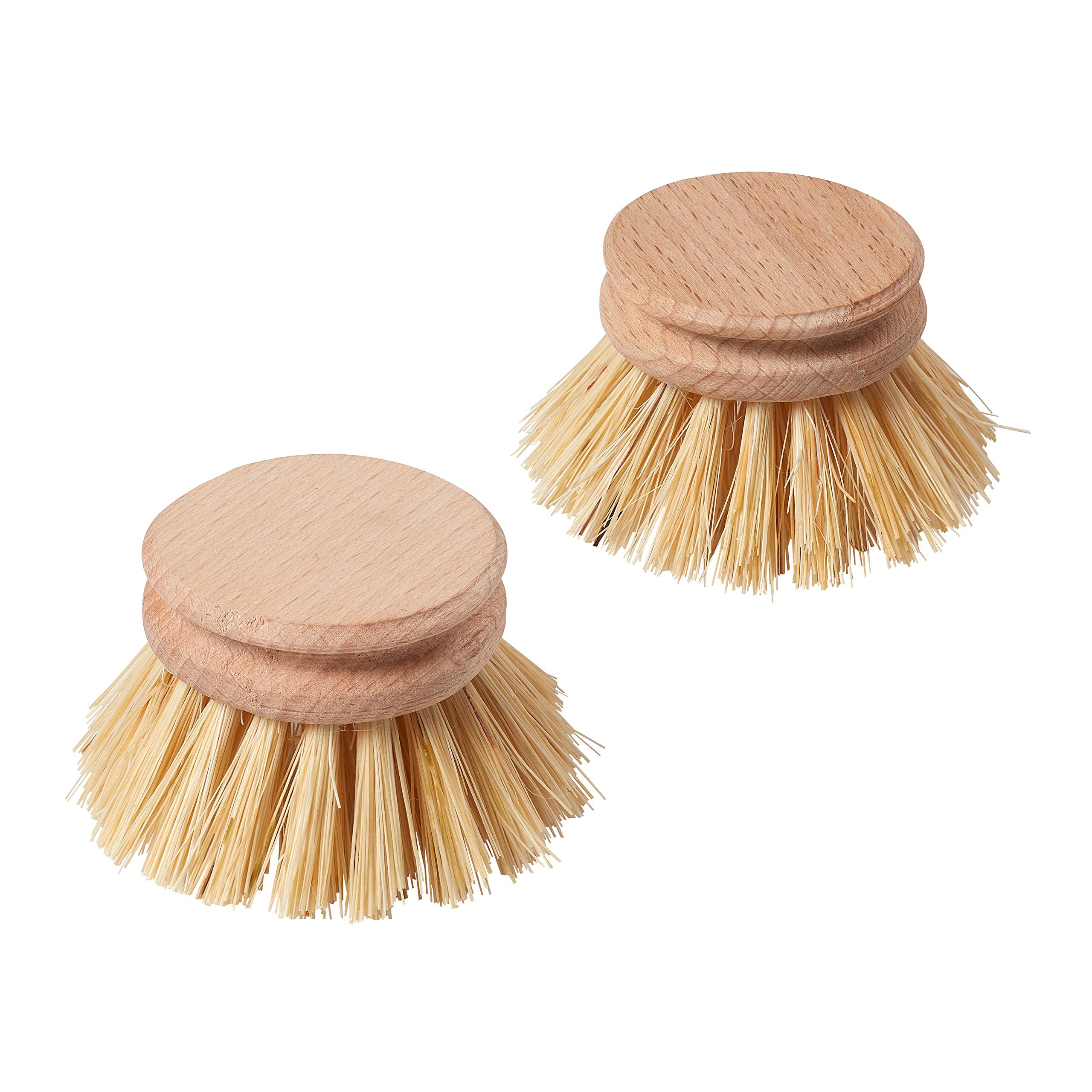 Elliott Dish Brush Replacement Heads - Natural Tampico Bristles | FSC Wood Base | Set of 2 1