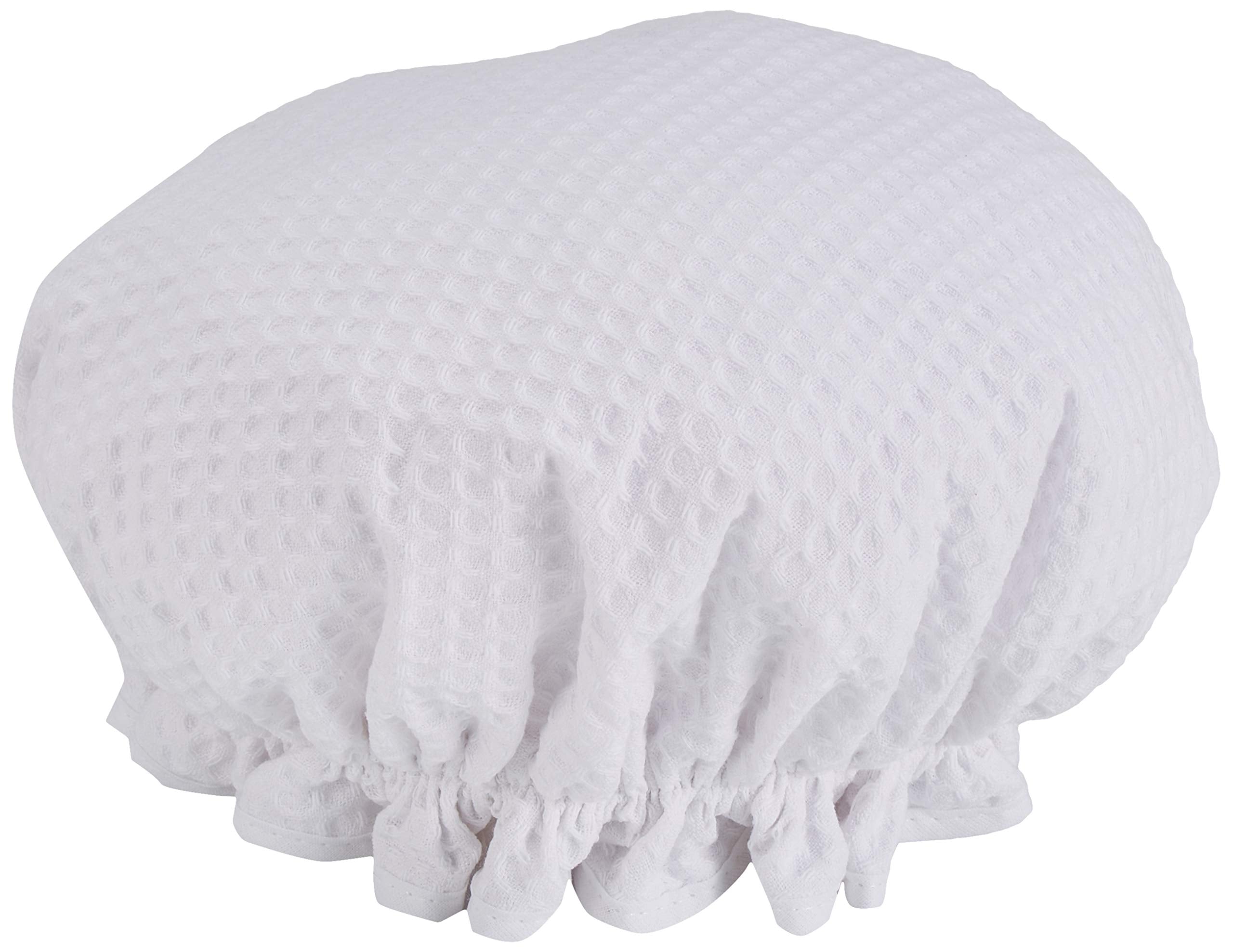 Vagabond Bags Ltd Shower Cap - White Waffle Cotton | Waterproof Lining | Unisex Adult 1