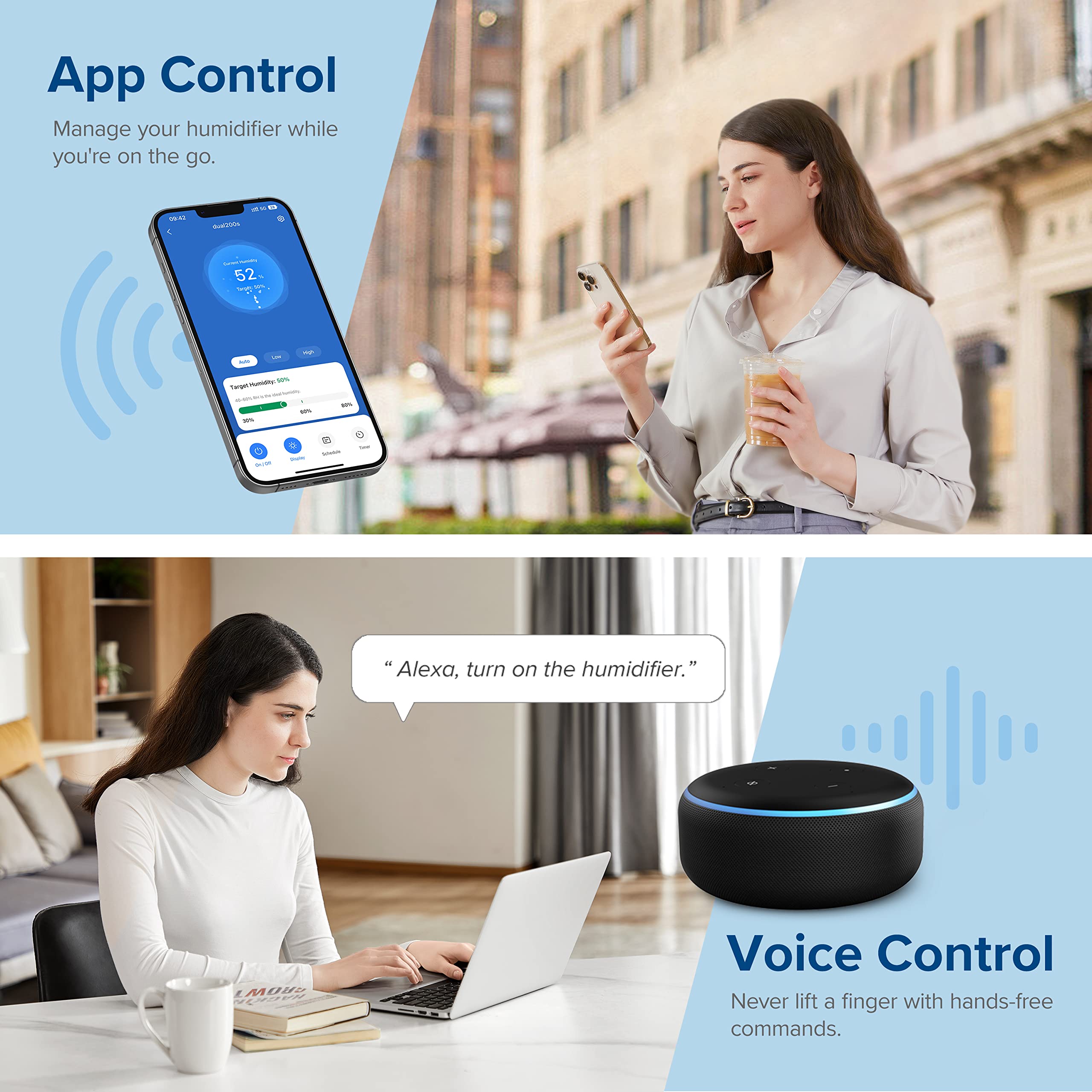 Levoit 3L Smart Cool Mist Humidifier - Top-Fill, Auto Mode, Up to 25H Run Time | Covers 27㎡ 7