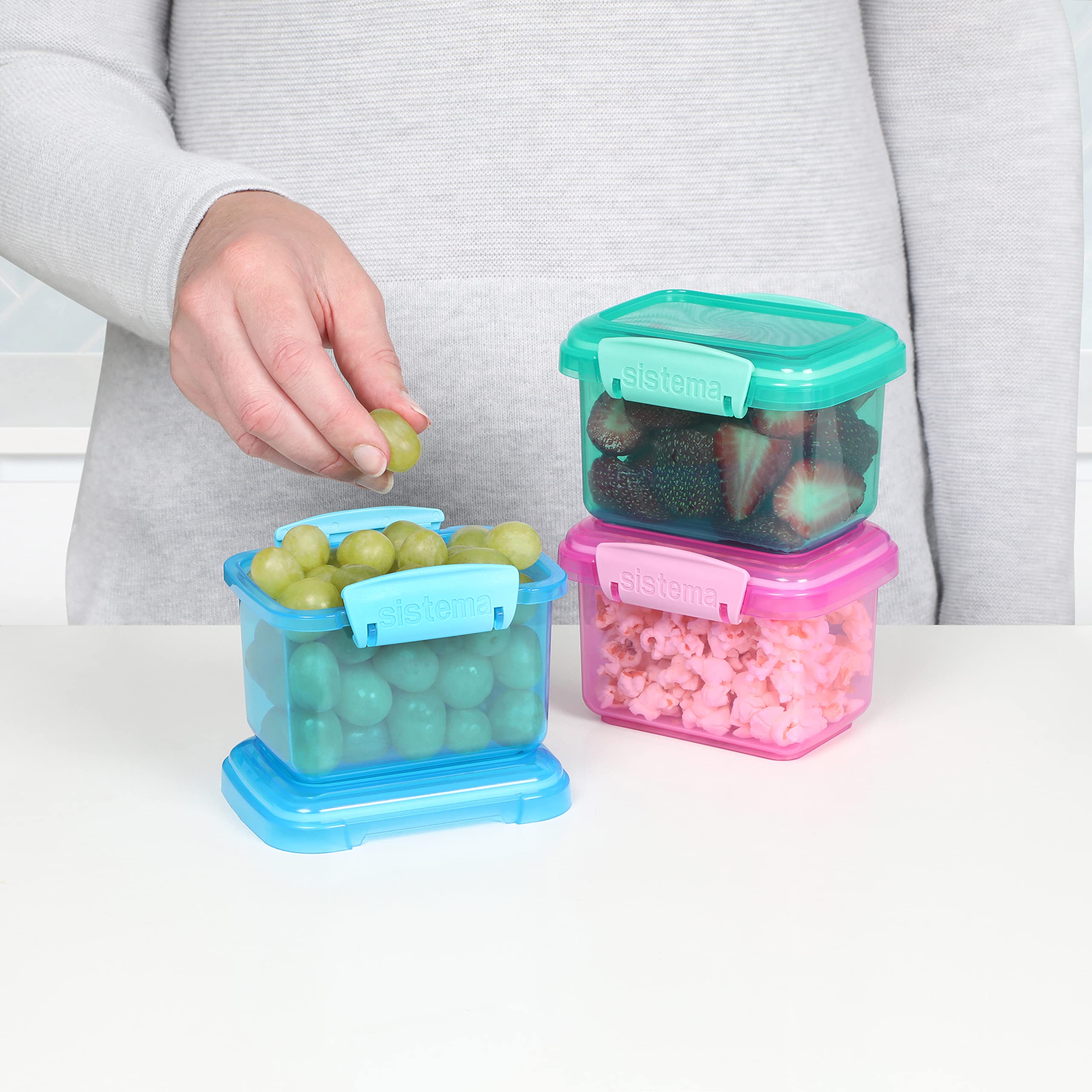 Sistema Snack Pots Food Storage Containers - 400 ml Capacity | 3 Count | Assorted Colours | BPA-Free 7
