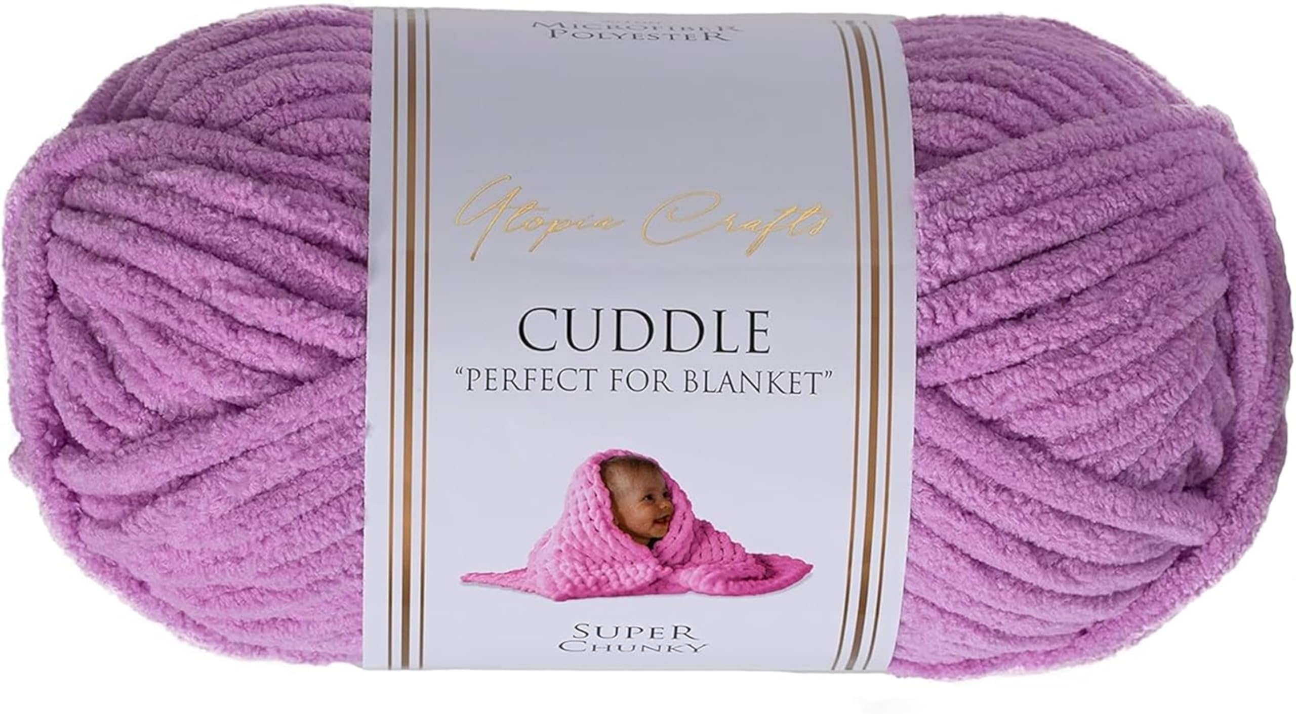 Utopia Crafts Cuddle Super Chunky Chenille Yarn - Soft & Fluffy for Knitting/Crochet | 100g Lavender 1