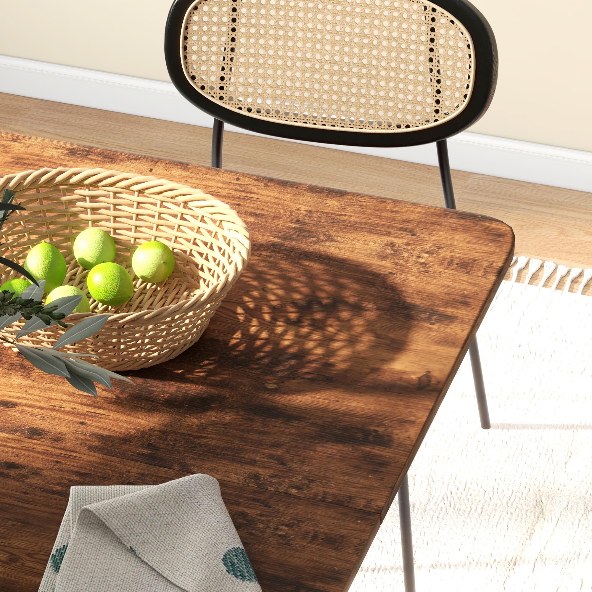 HOMCOM Mobile Drop Leaf Dining Table - Extendable to Seat Six | Rustic Brown | Storage Shelf 9