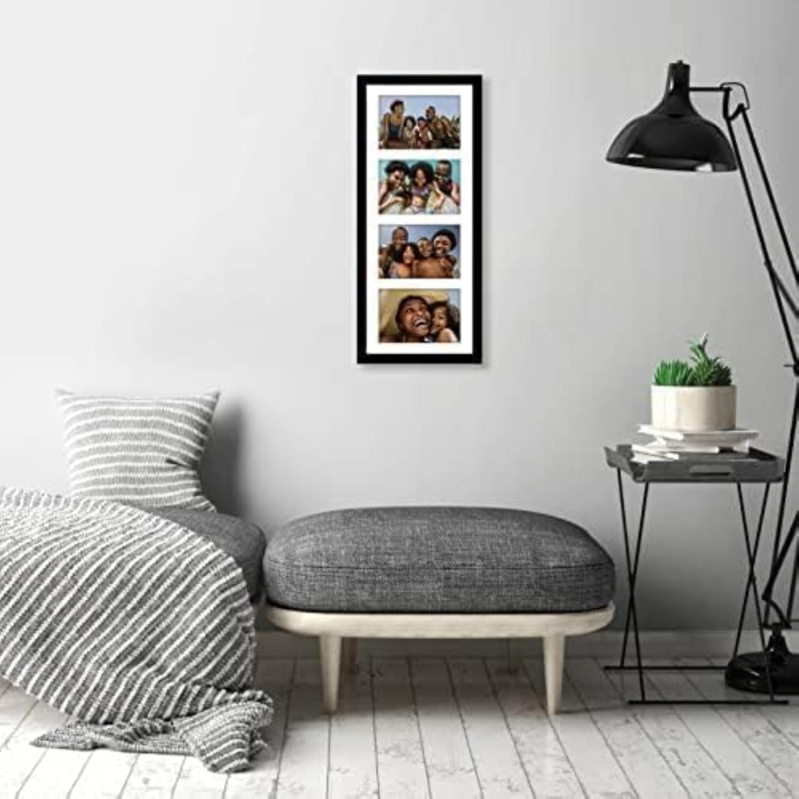 Americanflat Signature Collection 8x20 Collage Photo Frame | Fits Four 4x6 Photos | Black Engineered Wood 7