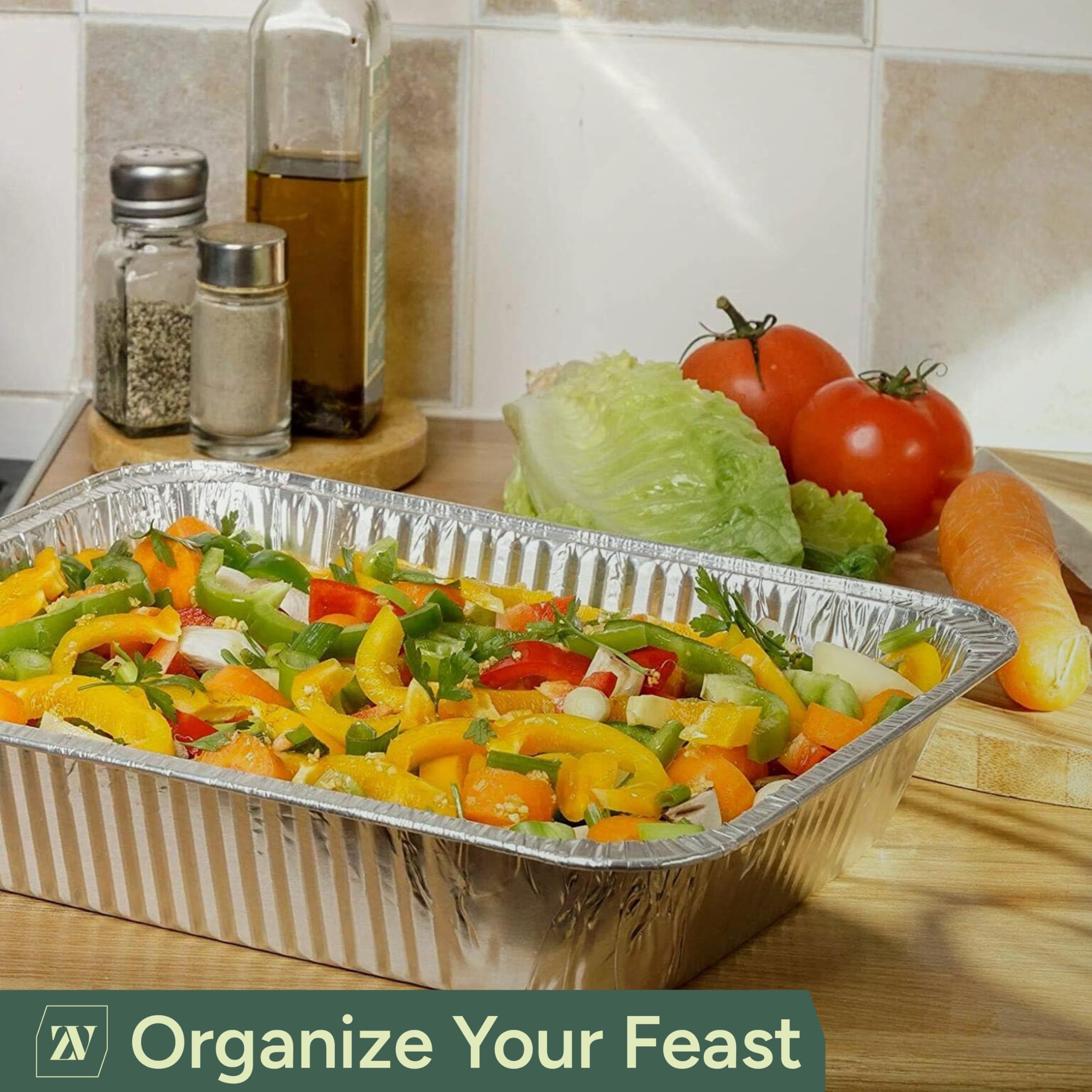 Zuvo Heavy-Duty Aluminium Trays - 32 x 26 x 7cm (10 Pack) | Oven & Freezer Safe 6