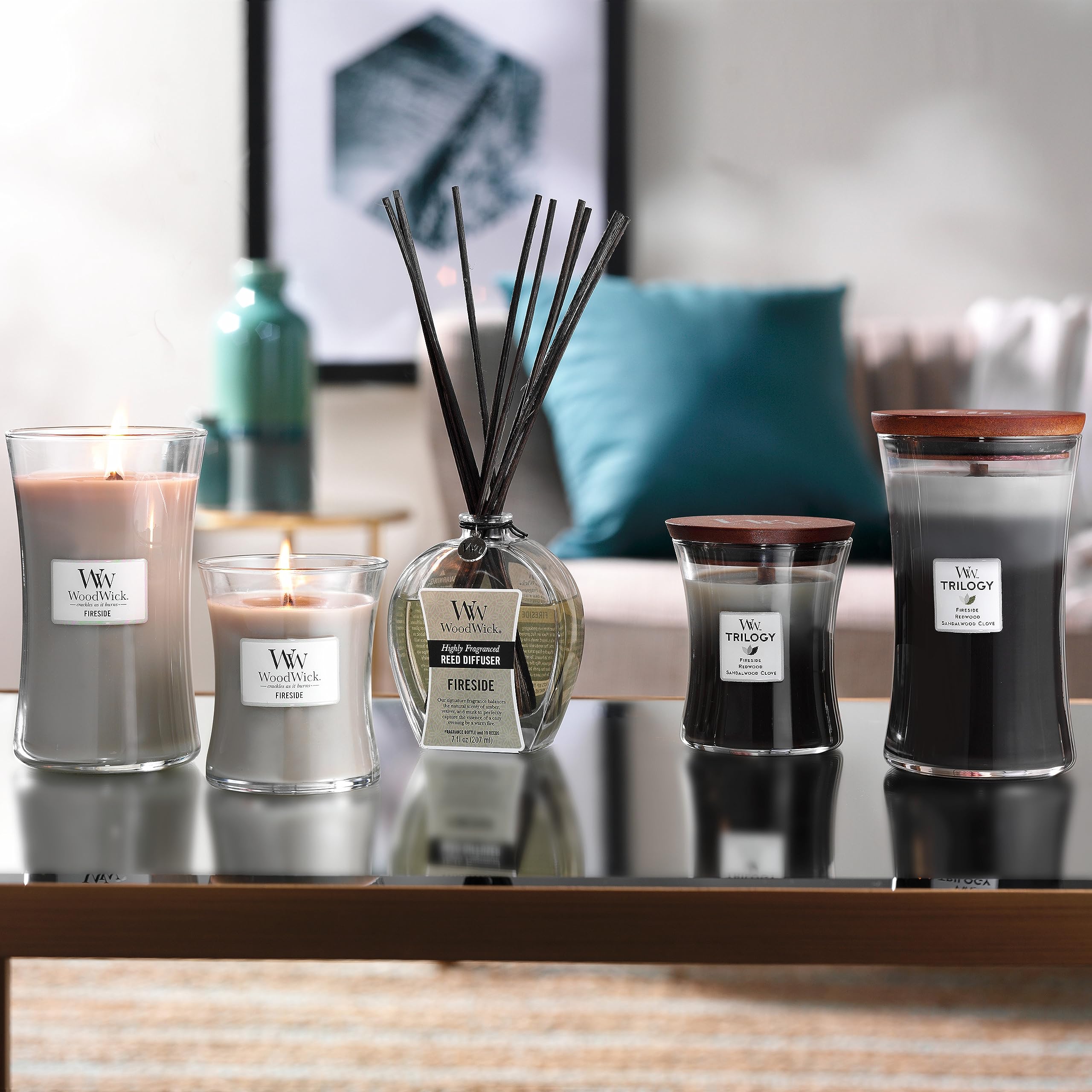 WoodWick Medium Hourglass Trilogy Scented Candle - Warm Woods | Up to 60 Hours Burn Time 9