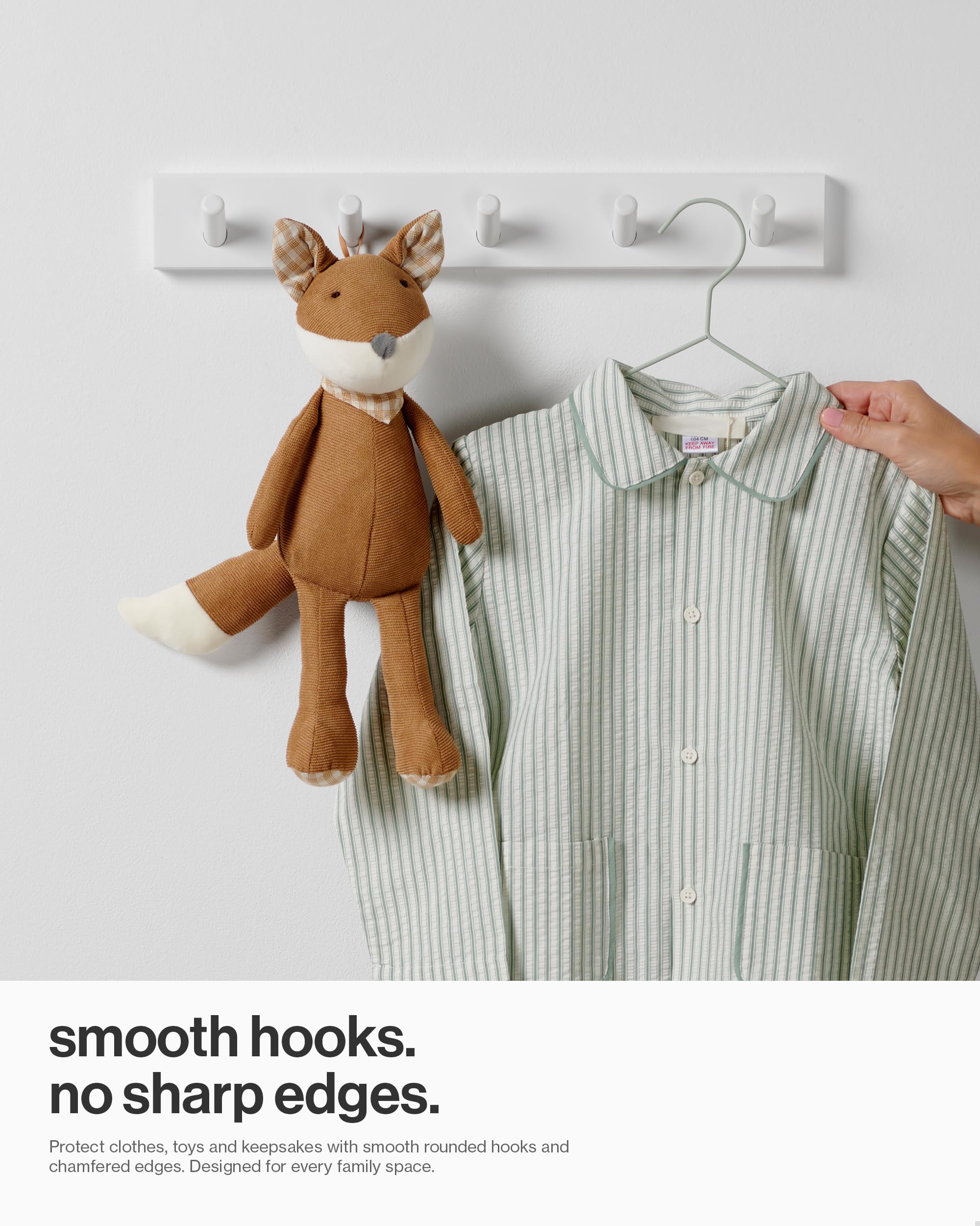 LARHN White Bamboo Wall Coat Rack - 5 Hooks, Heavy Duty, Max 20 kg Capacity 4