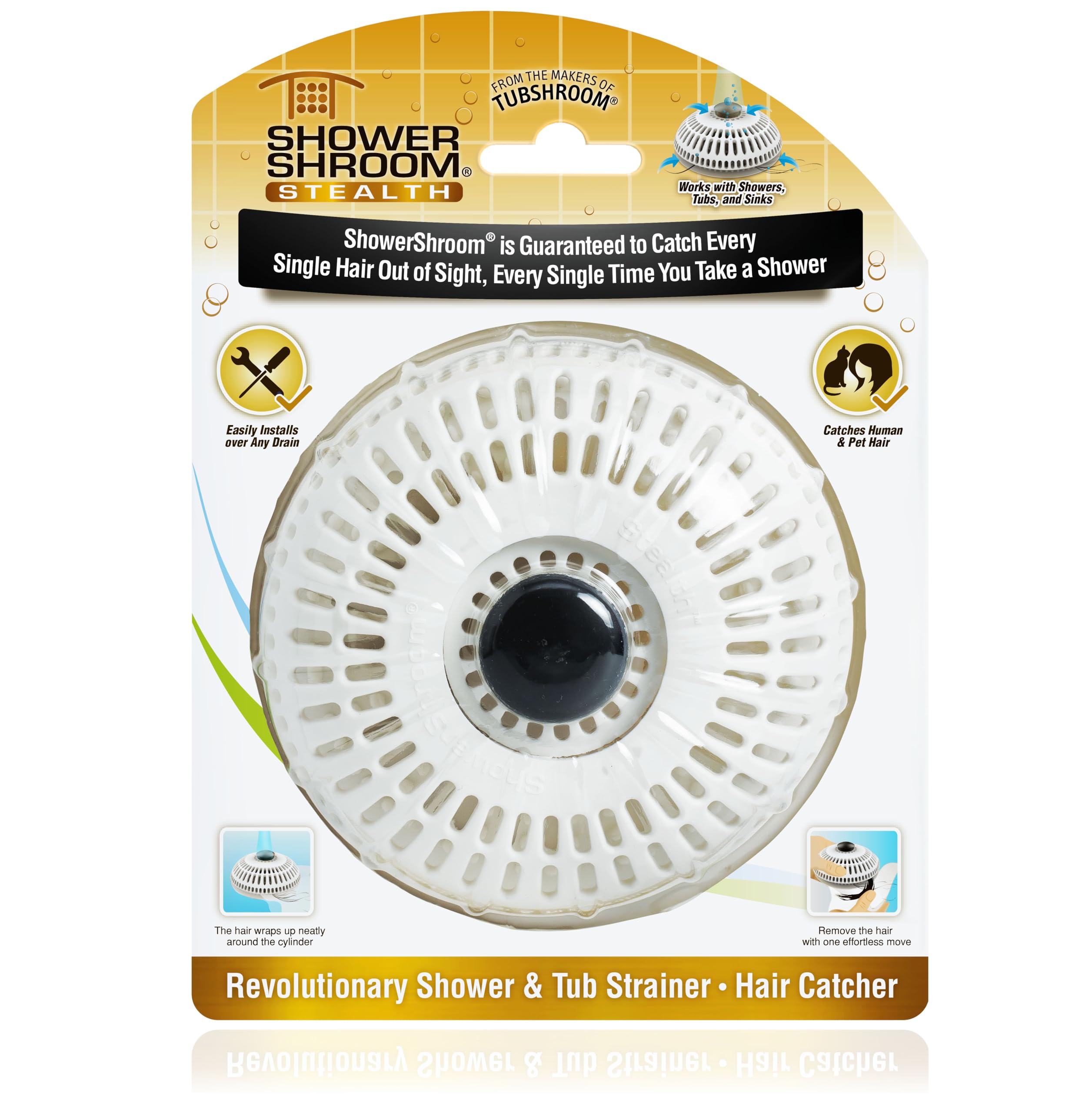 ShowerShroom Stealth Hair Drain Catcher - Catches Hair Out of Sight | Silicone | White 1