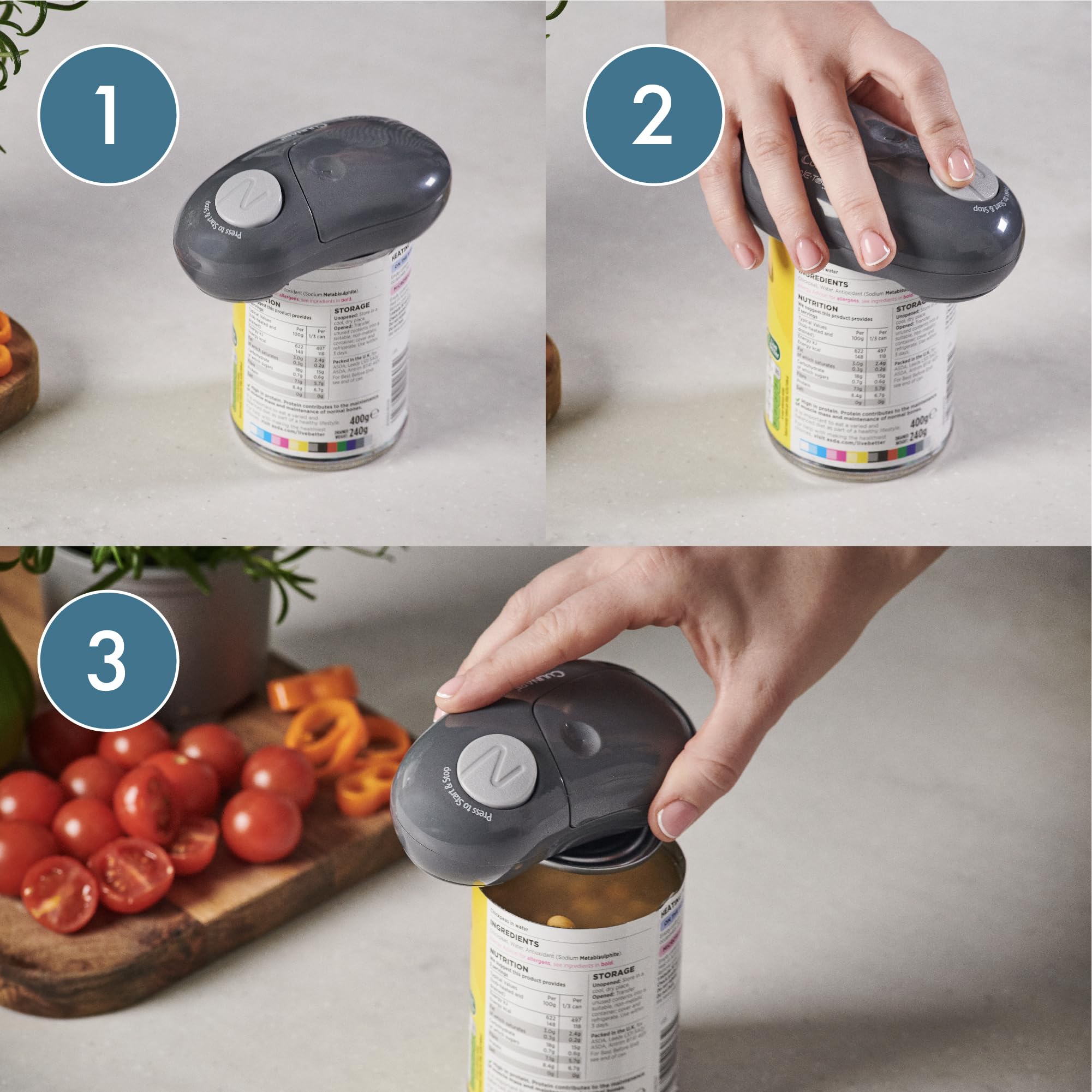 CULINARE One Touch Electronic Can Opener - Automatic Operation | Stainless Steel Blades | Grey 7