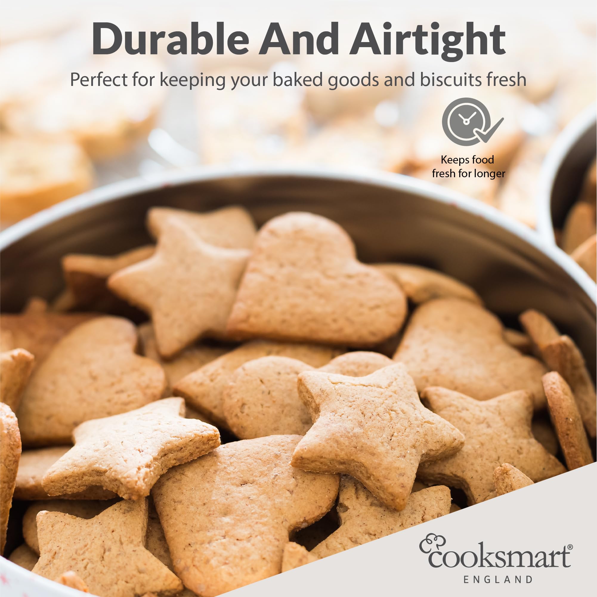 Cooksmart England Set of 3 Round Cake Storage Tins | Retro Biscuit Tin Design | Durable Tin 6