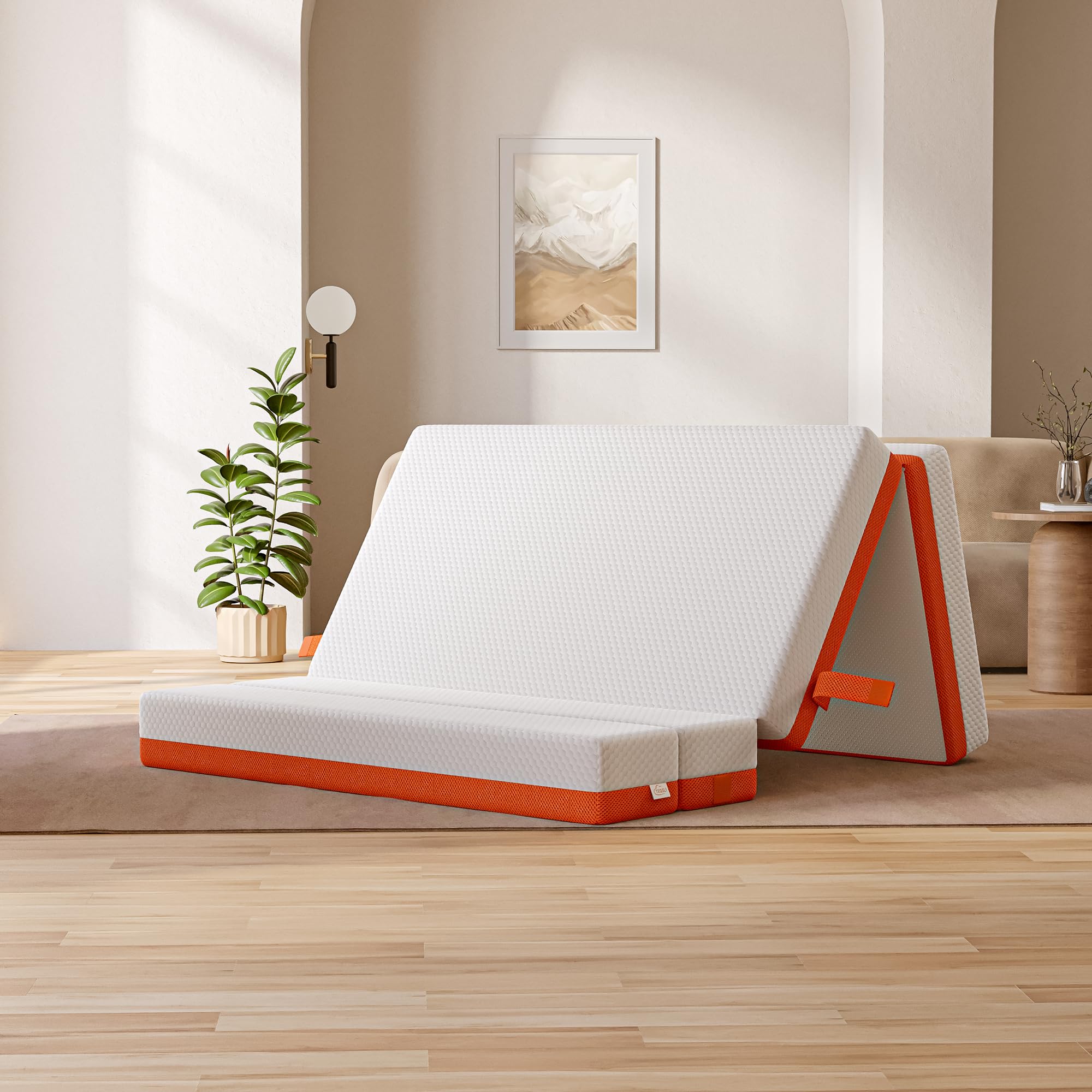 TeQsli Folding Mattress - 15cm Single Memory Foam, OEKO-TEX & CertiPUR-US Approved | Portable 8