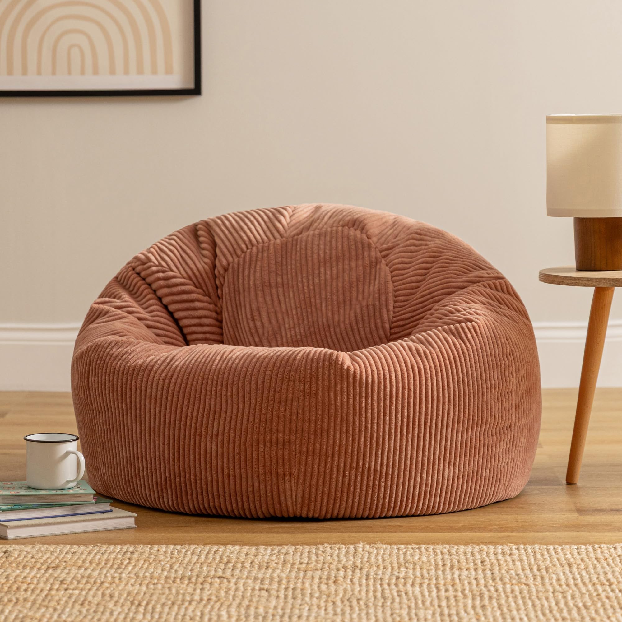 icon Kingston Cord Bean Bag - Large Adult Size | Dusk Pink | Pre-Filled 4
