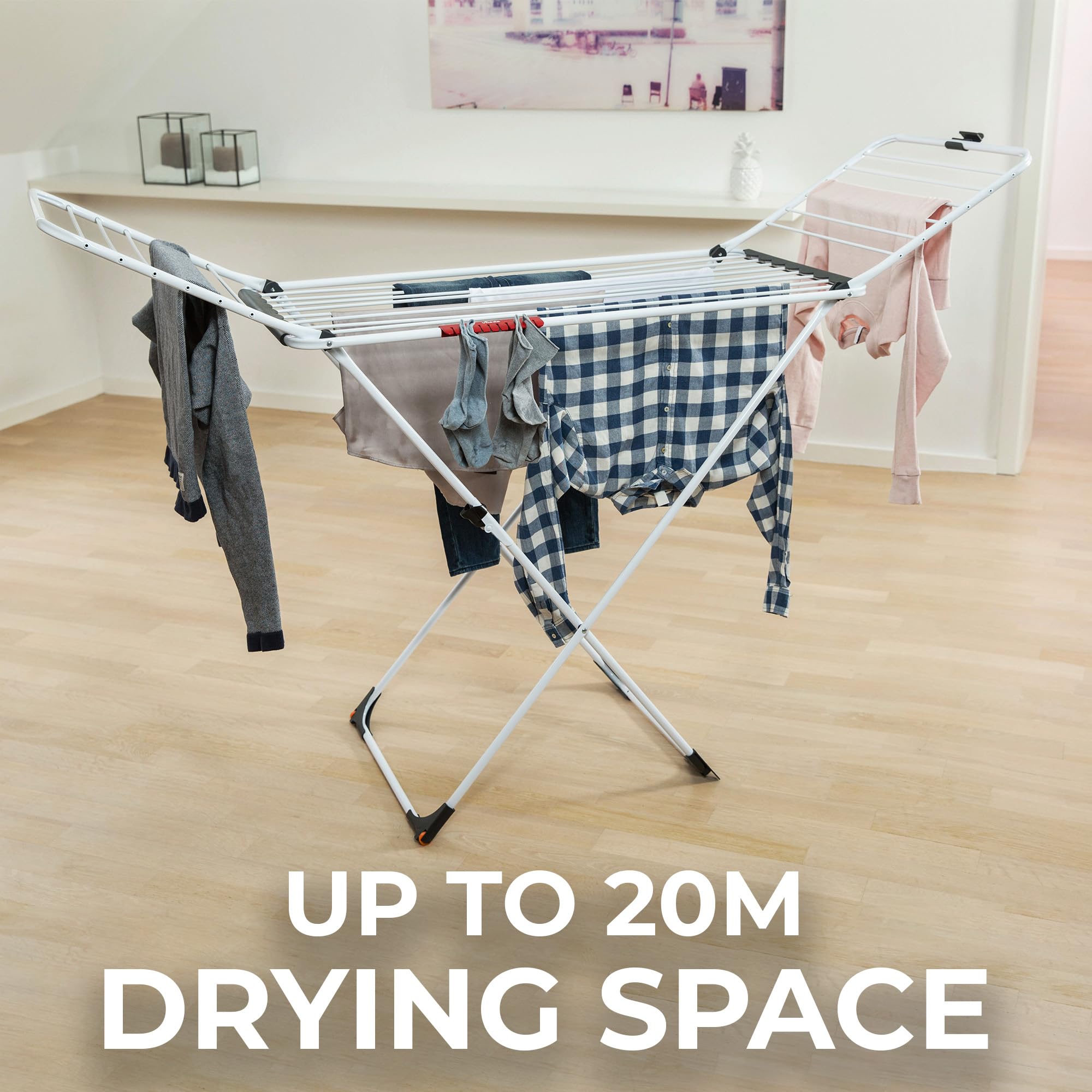 Vileda Extra X-Legs Clothes Airer - 20m Drying Space | Steel & Aluminium | Foldable 3