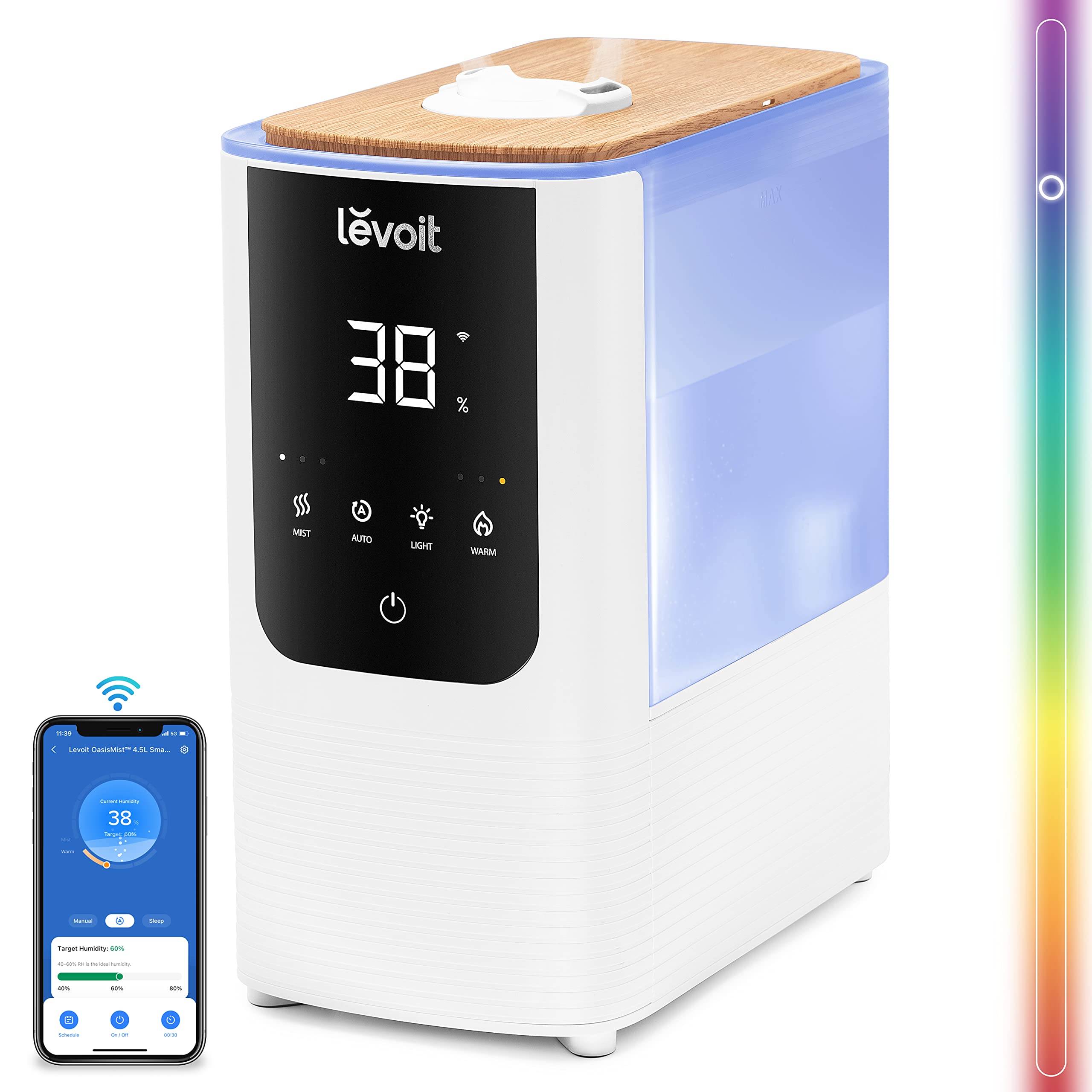 Levoit Smart Humidifier for Bedroom Home - Warm & Cool Mist, Auto Humidity, Top Fill, 26dB Quiet, Voice Control, White 1