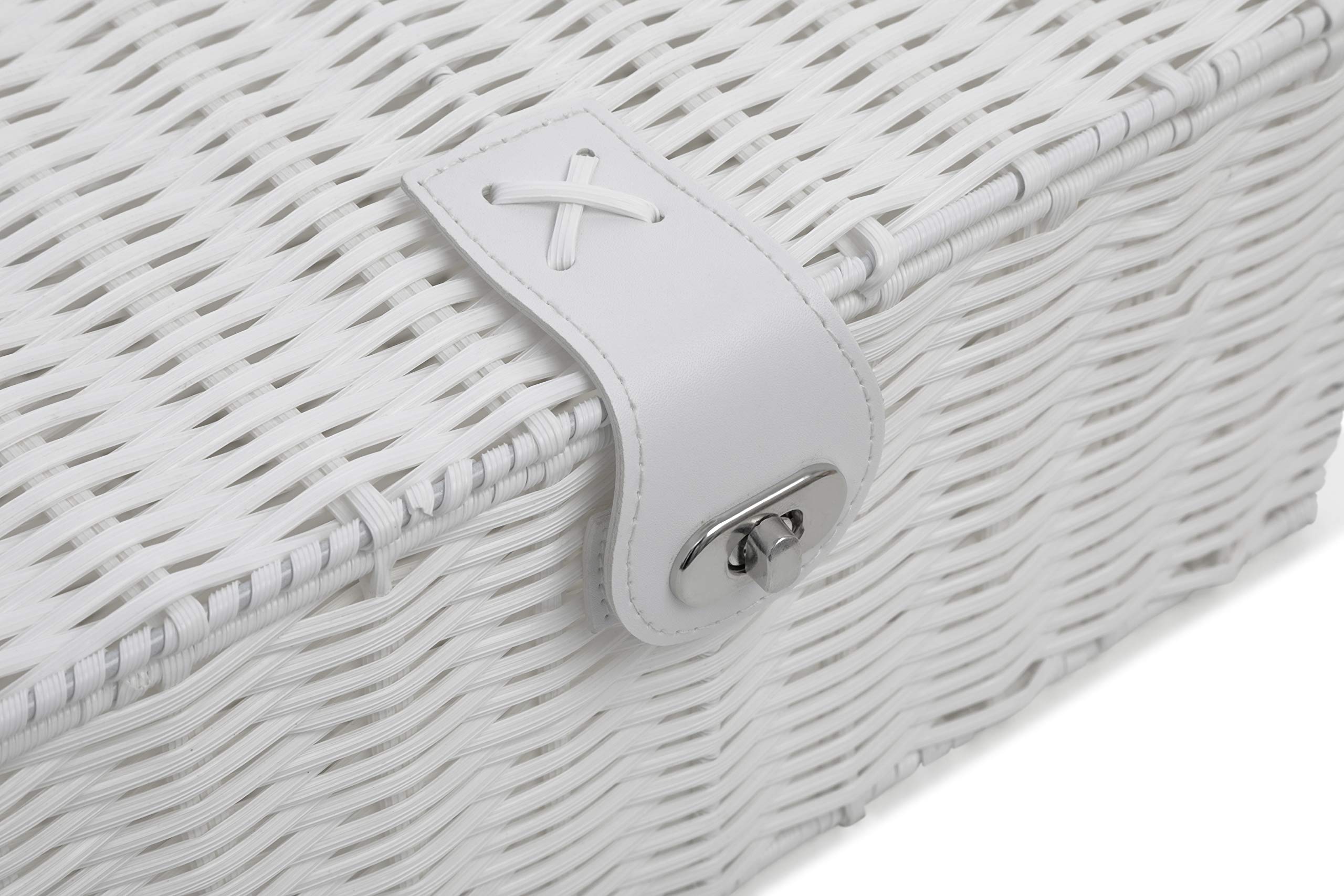 ARPAN Medium Resin Woven Storage Basket with Lid & Lock | White | 33cm W x 24cm D 7