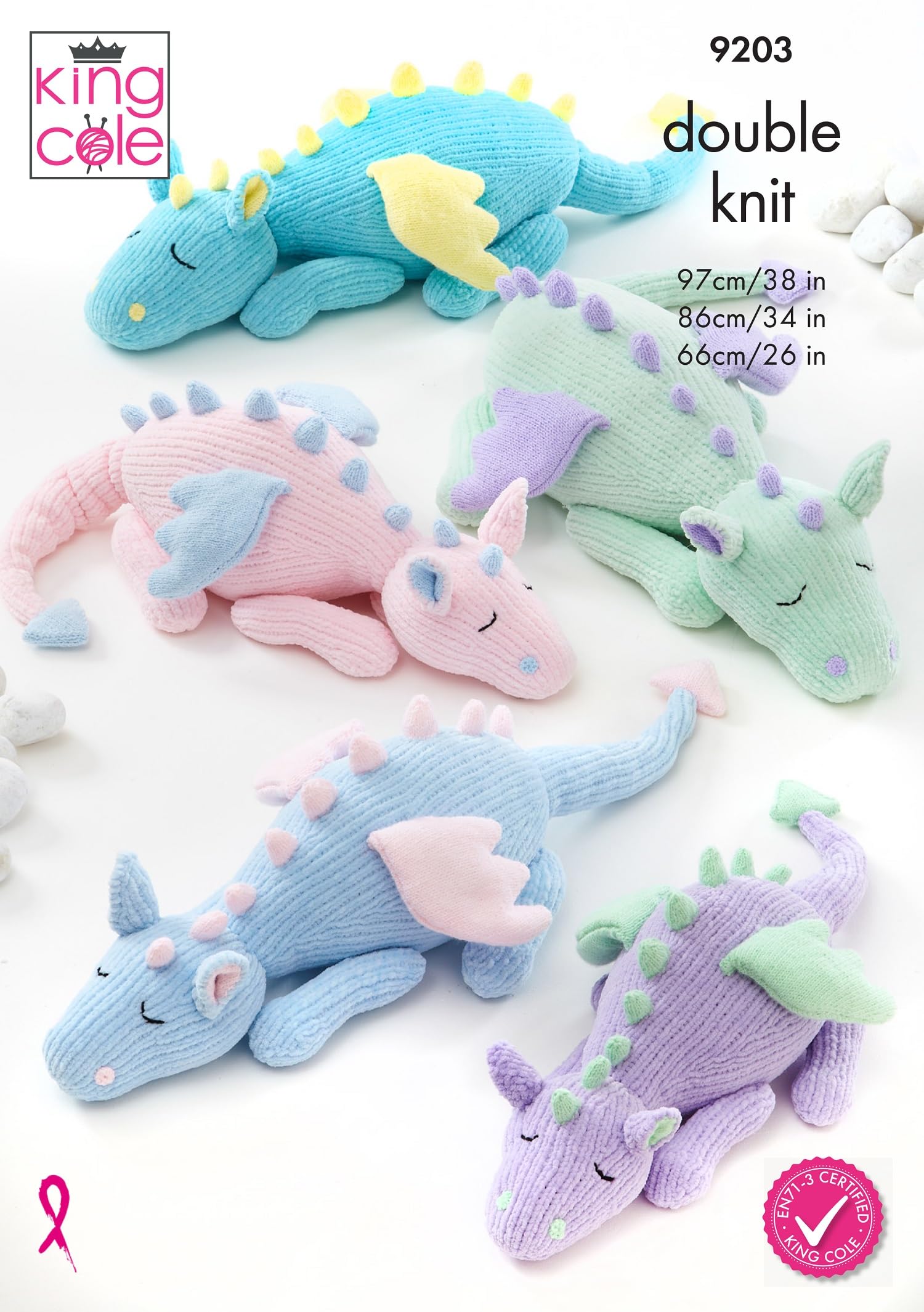 King Cole 9203 Sleeping Dragons Double Knit DK Knitting Pattern | 3 Sizes | Includes Needles 1