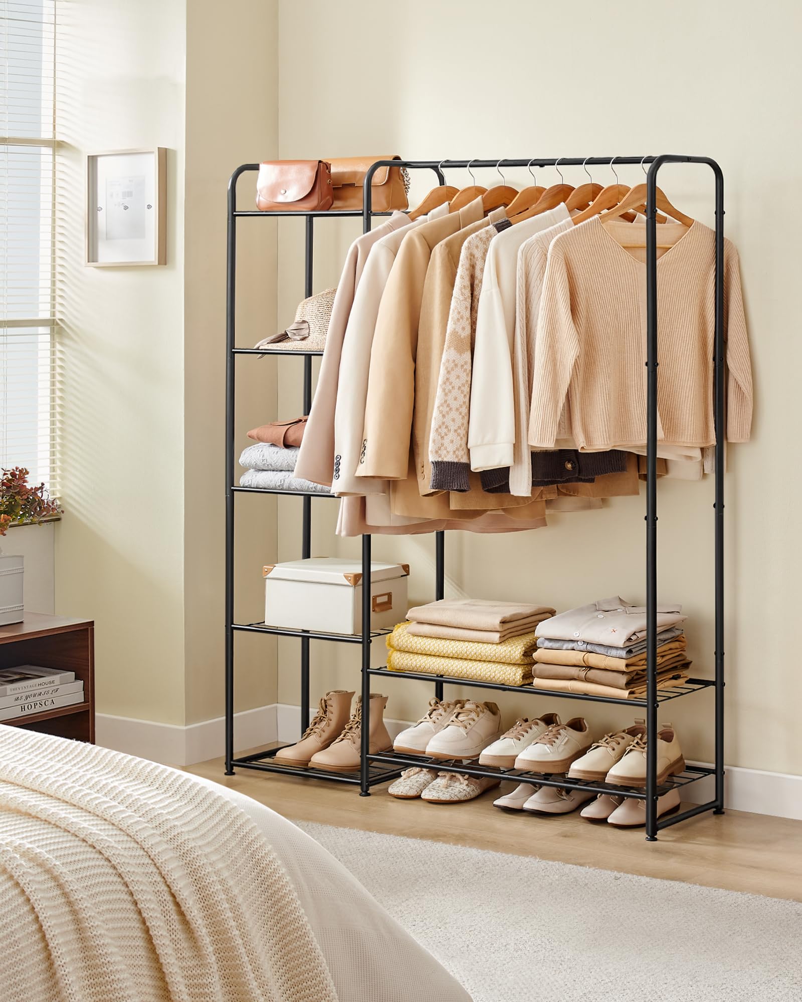 SONGMICS Open Wardrobe Clothes Rack - 112W cm, Ink Black | Alloy Steel | Freestanding 2