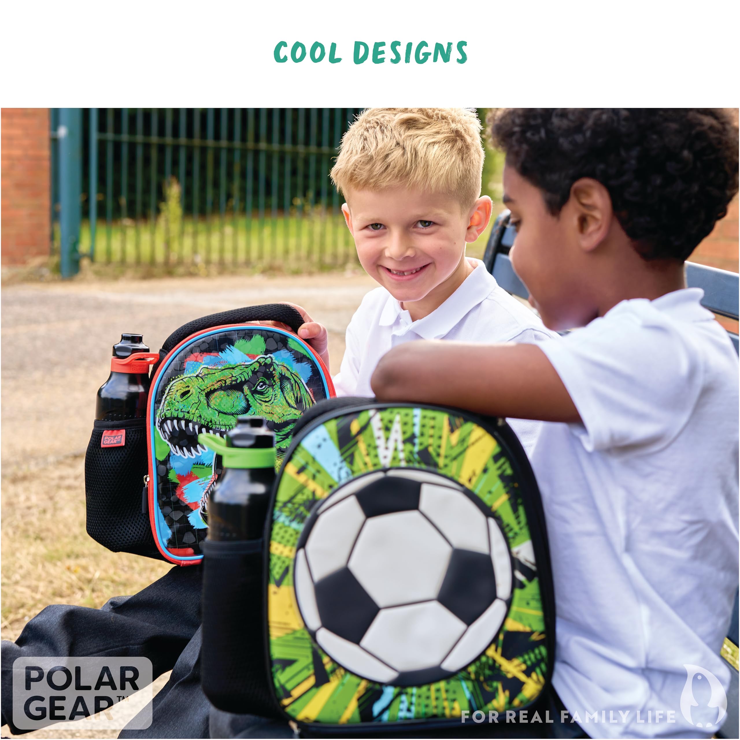 Polar Gear Football Energy Insulated Lunch Bag with 600ml Water Bottle | Black Polyester 7