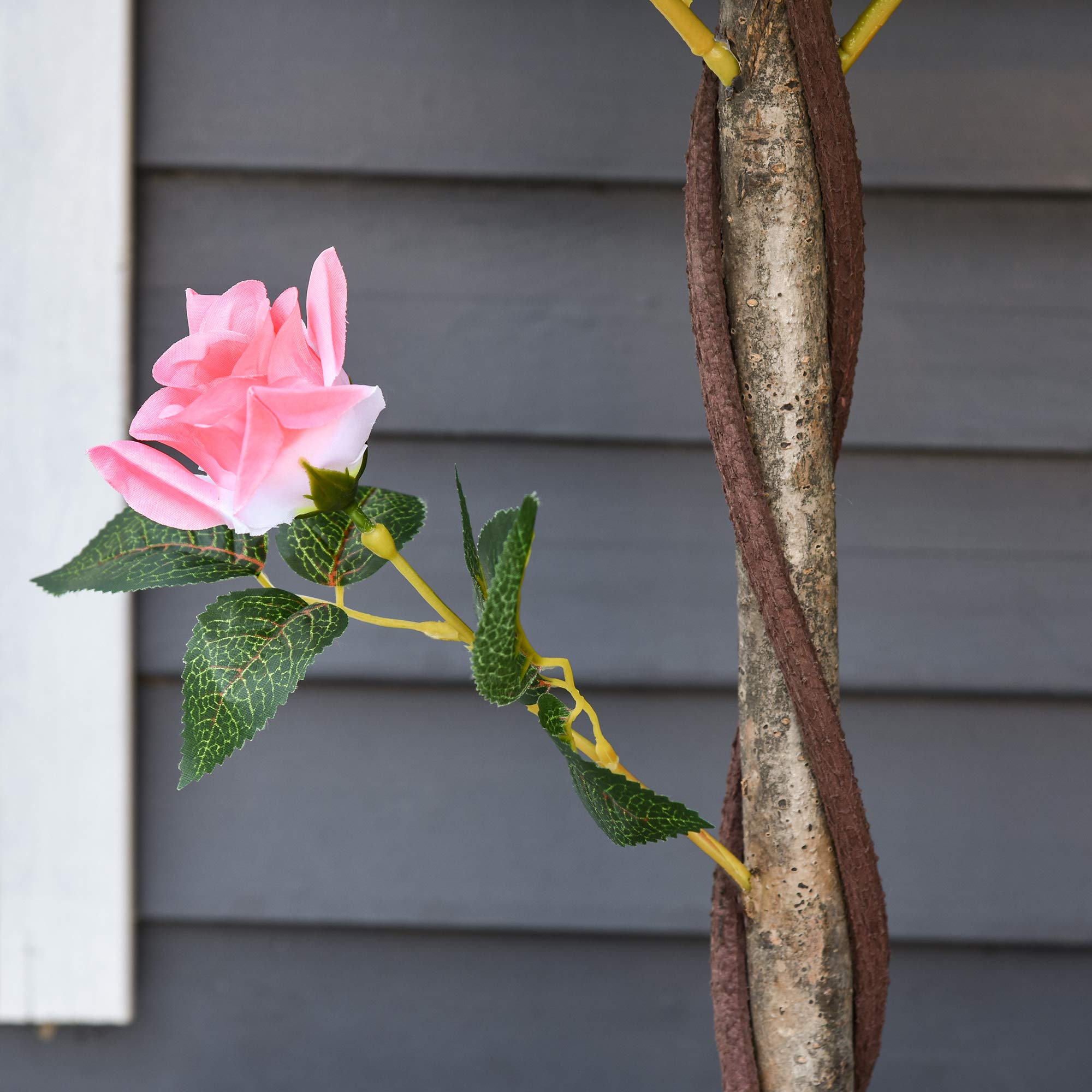 Outsunny 90cm Artificial Rose Tree | UV-Resistant Faux Plant with Pot for Indoor/Outdoor Decor 8