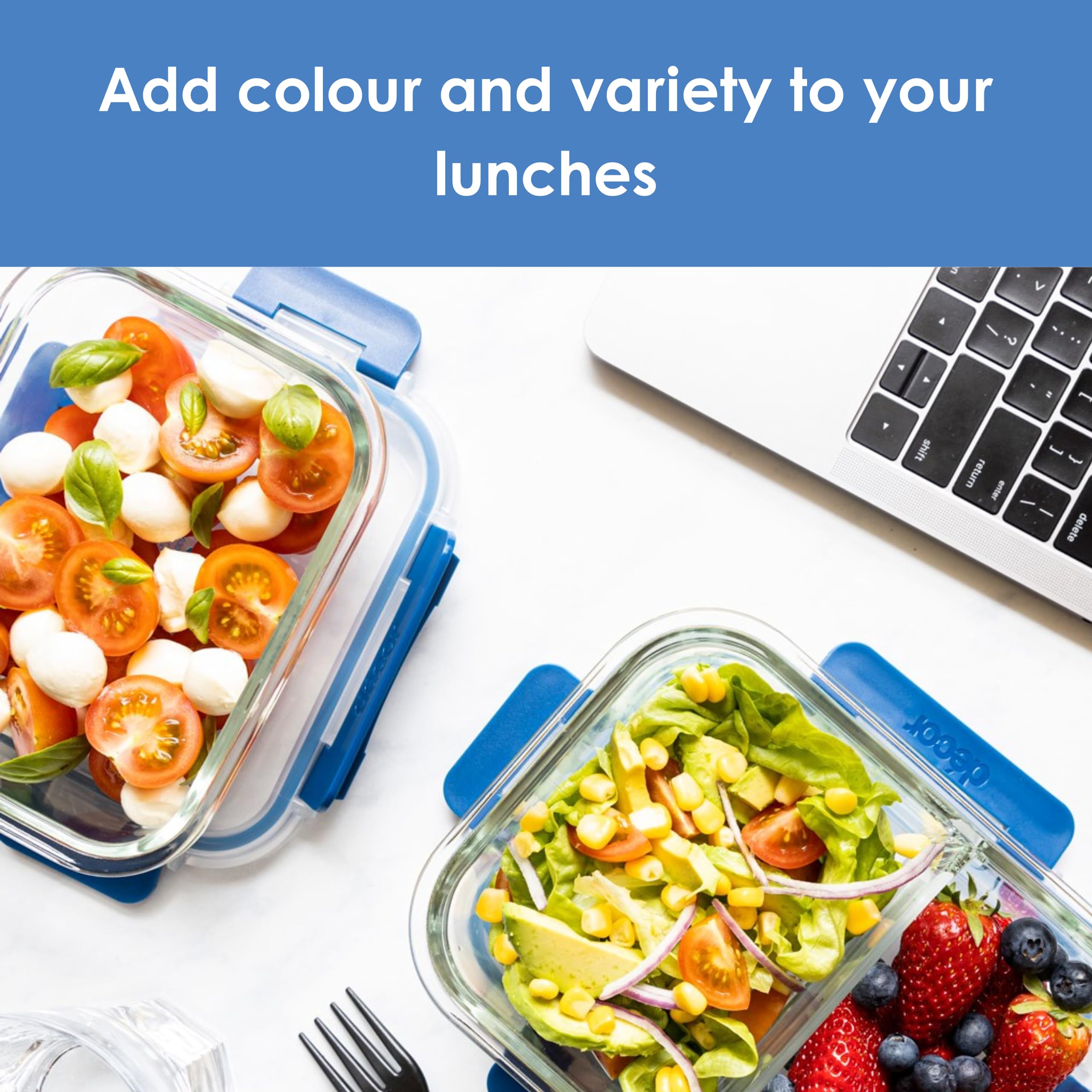 Décor Deluxe Clips Glass Food Storage Container - 630ml, Split Compartment, Leakproof, BPA Free 6