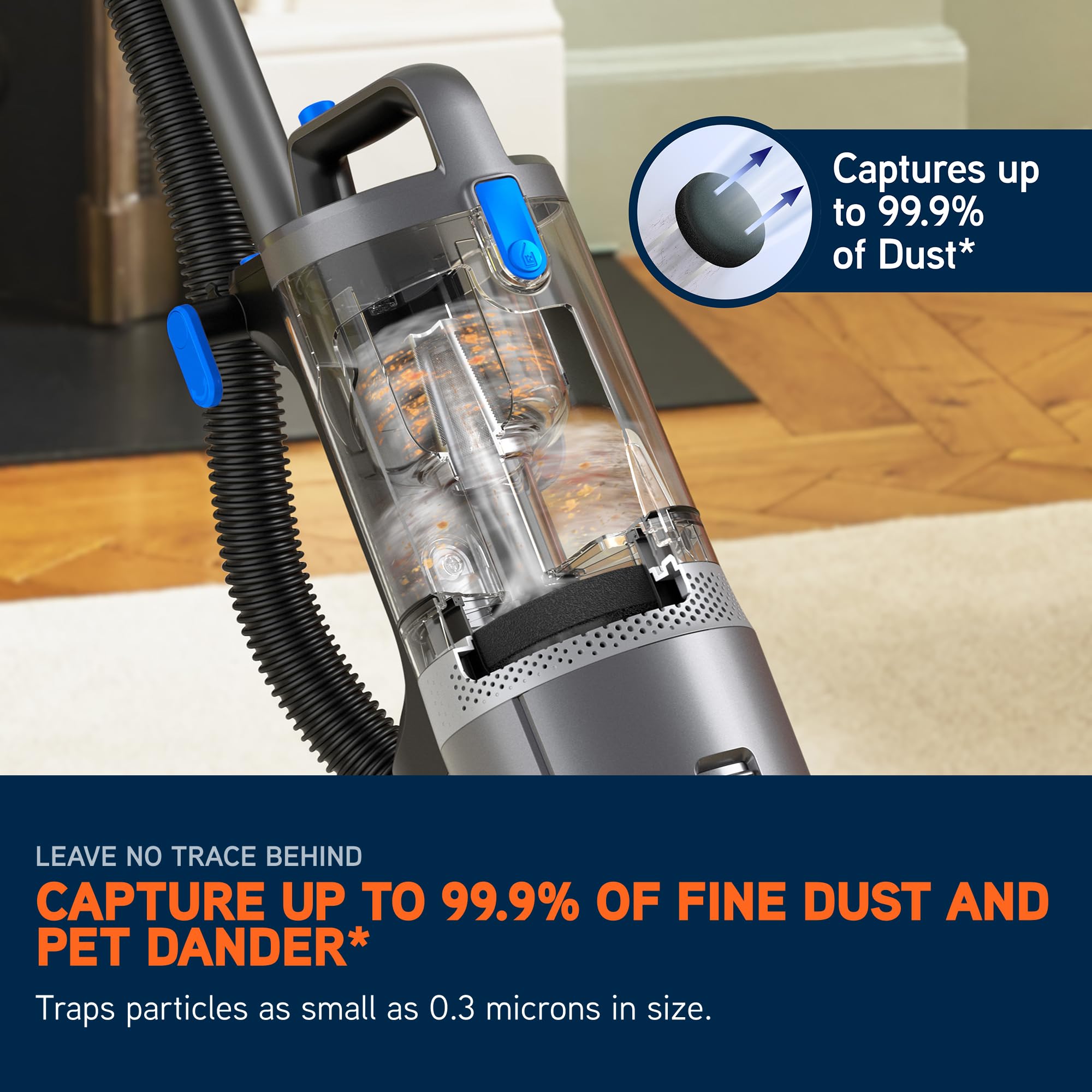 Vax LiftOut Pet Corded Upright Bagless Vacuum Cleaner - 600W, 6.1kg, 2L Capacity, Graphite/Blue 8