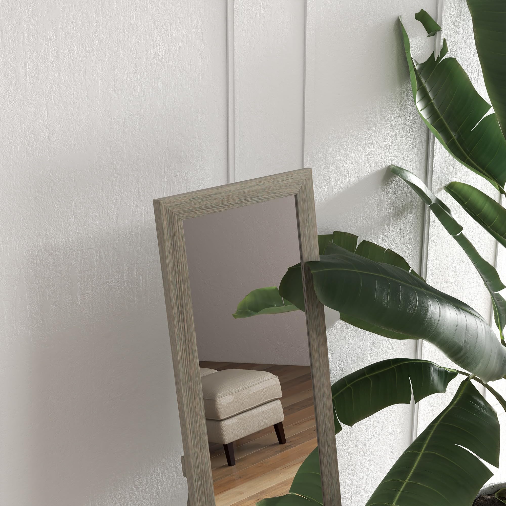 HOMCOM Full Length Floor Mirror - Grey Wood-Effect Frame | 157H x 37W cm | Wall Mount or Stand 8