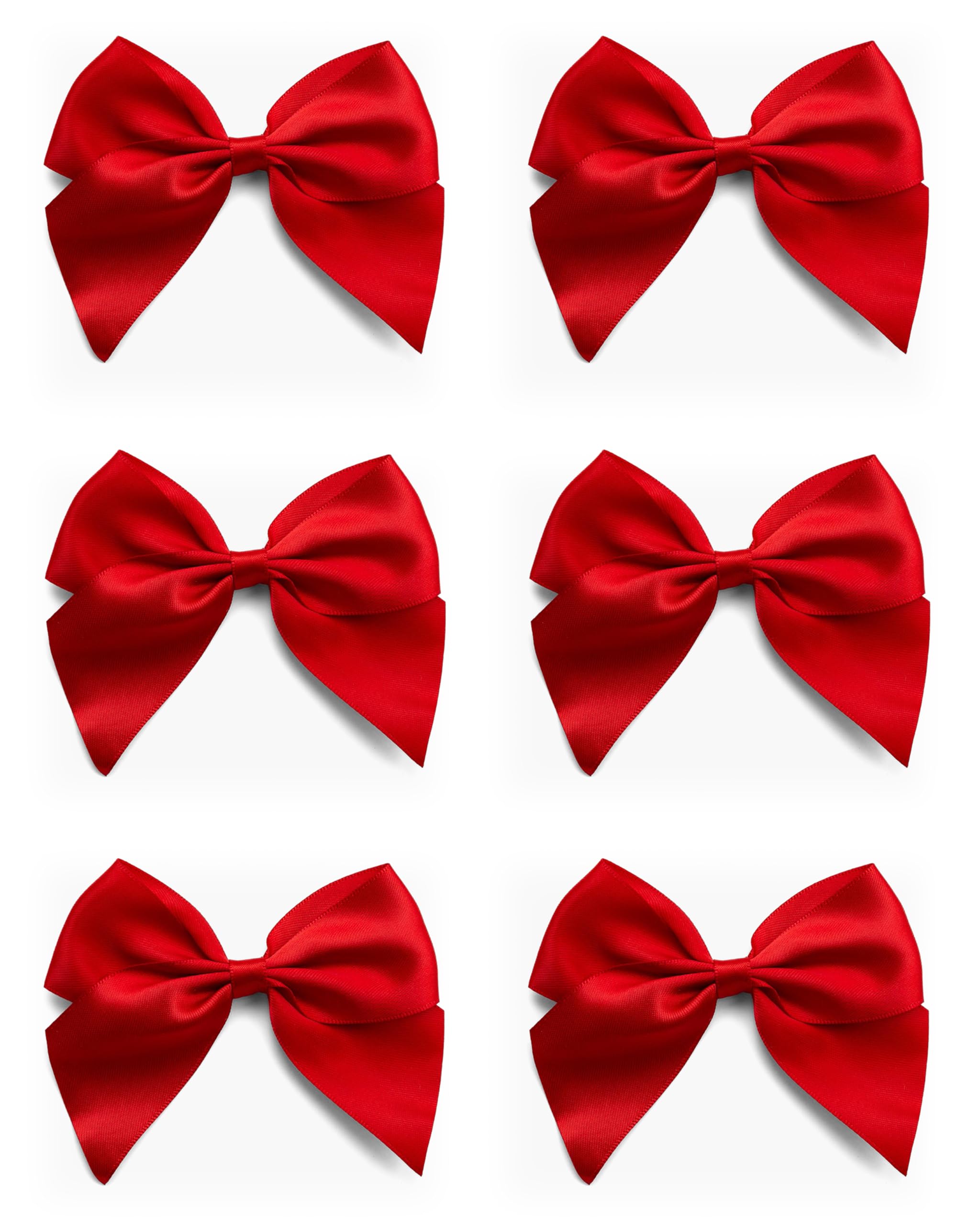 Italian Options Large Satin Self-Adhesive Bows - 10 cm Red | Pack of 6 | Gift Wrapping & Crafting