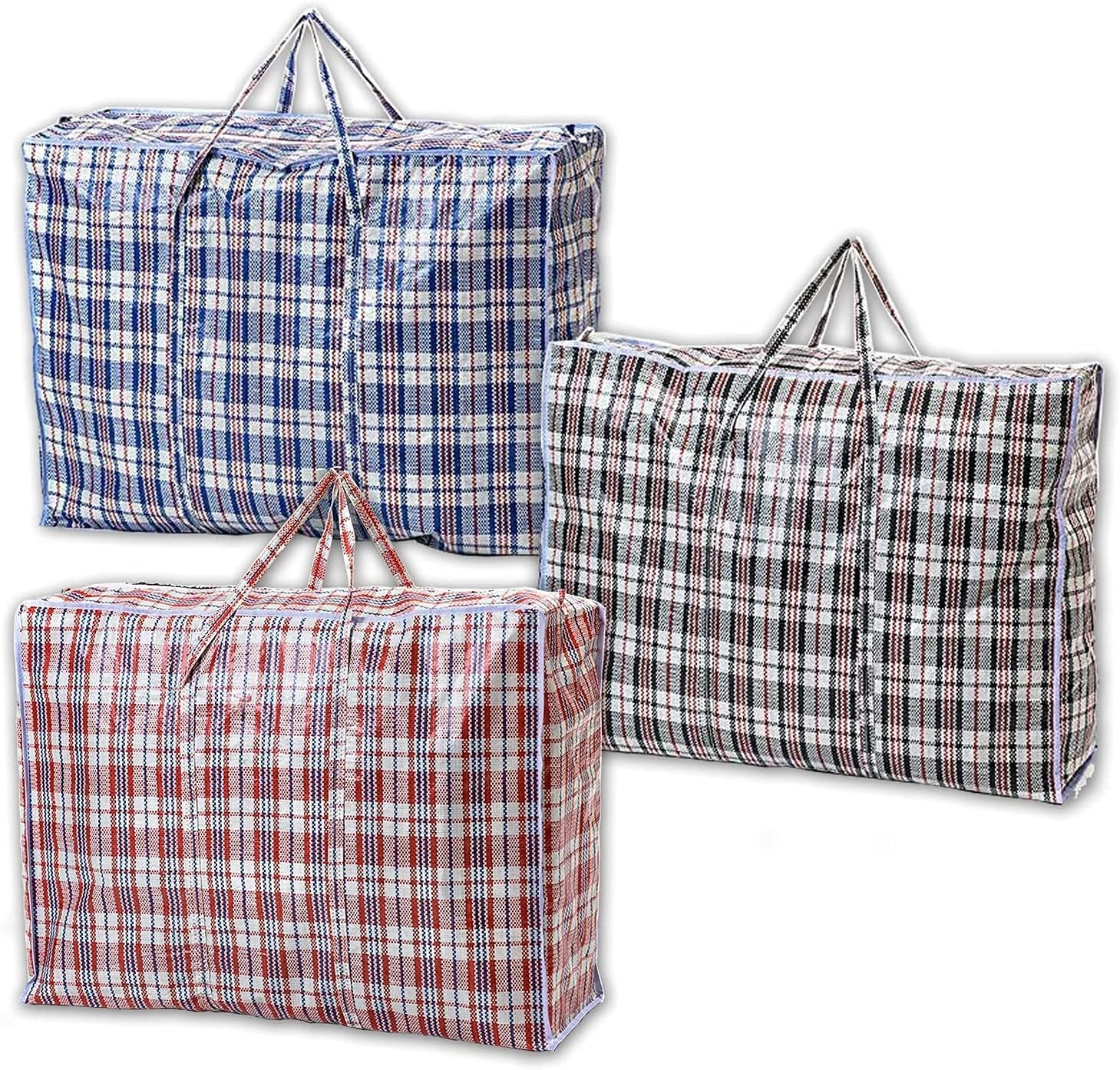 1ABOVE Medium Reusable Laundry Bags - 3 Pack, Waterproof with Handles & Zipper | 57x47x30cm