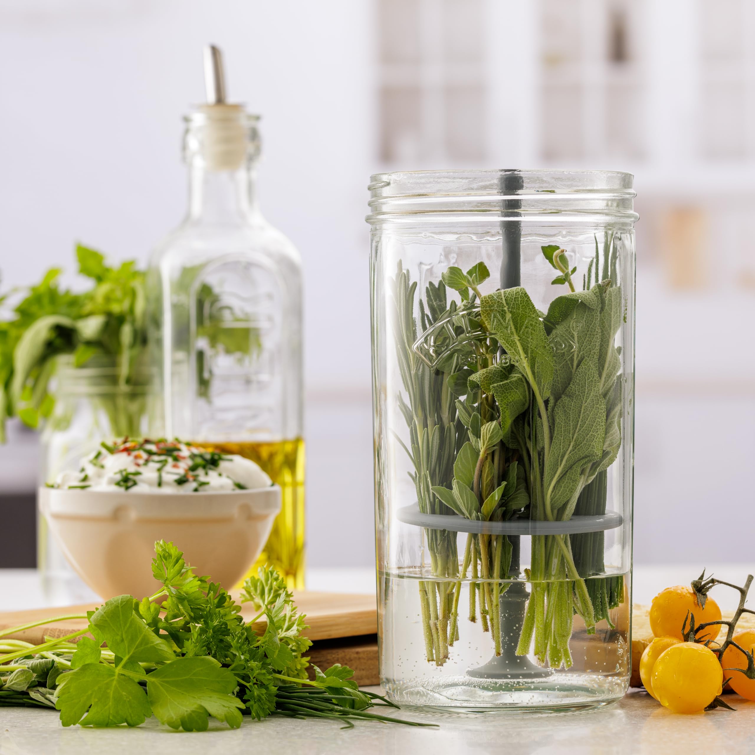 Kilner Herb Keeper Set - Keeps Herbs Fresh Up to 3 Weeks | 1L Wide Mouth Jar with Stainless Steel Lid 4