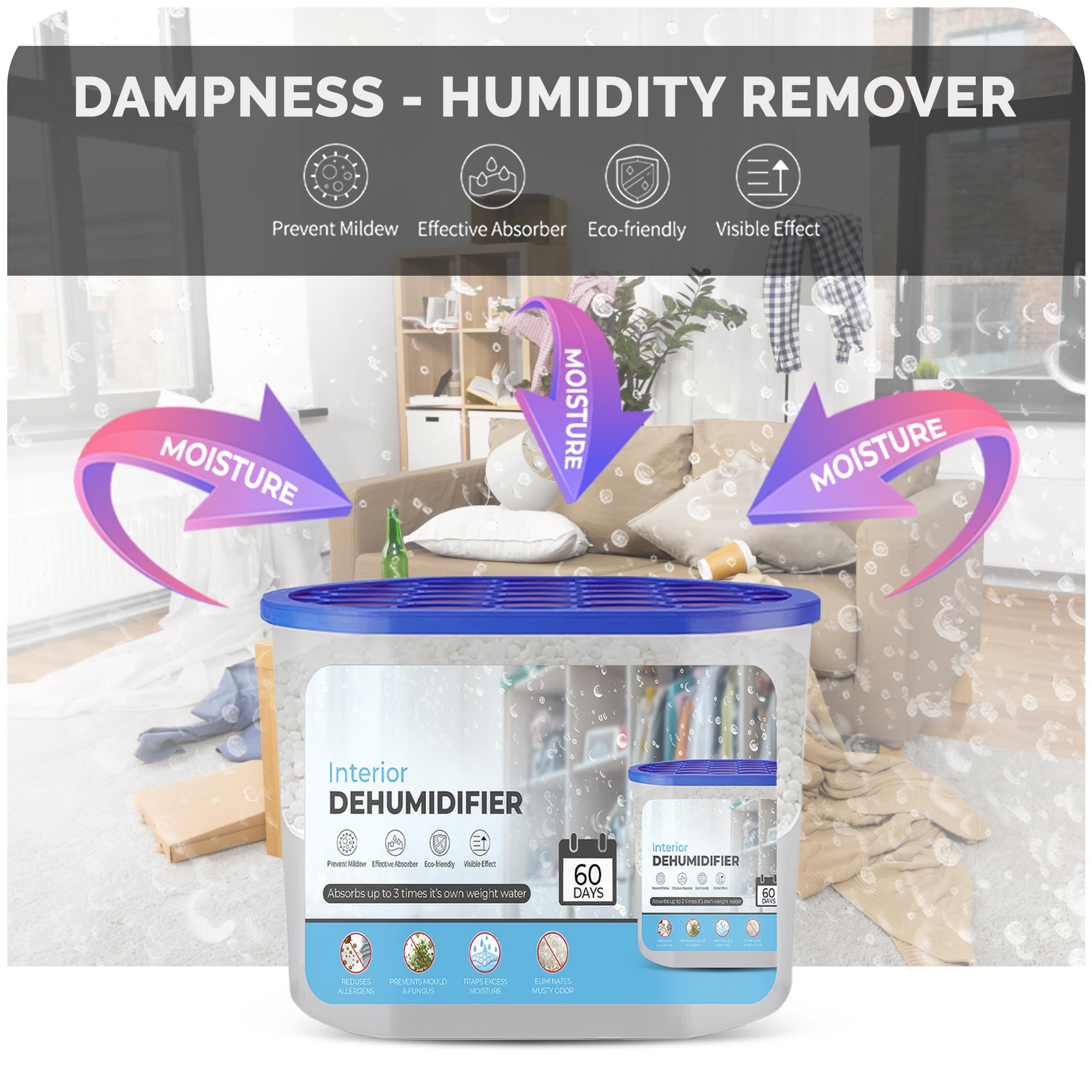 Roe Tenpo Dehumidifier - 500ml Moisture Absorber, Pack of 10 | Prevents Mould & Damp 4