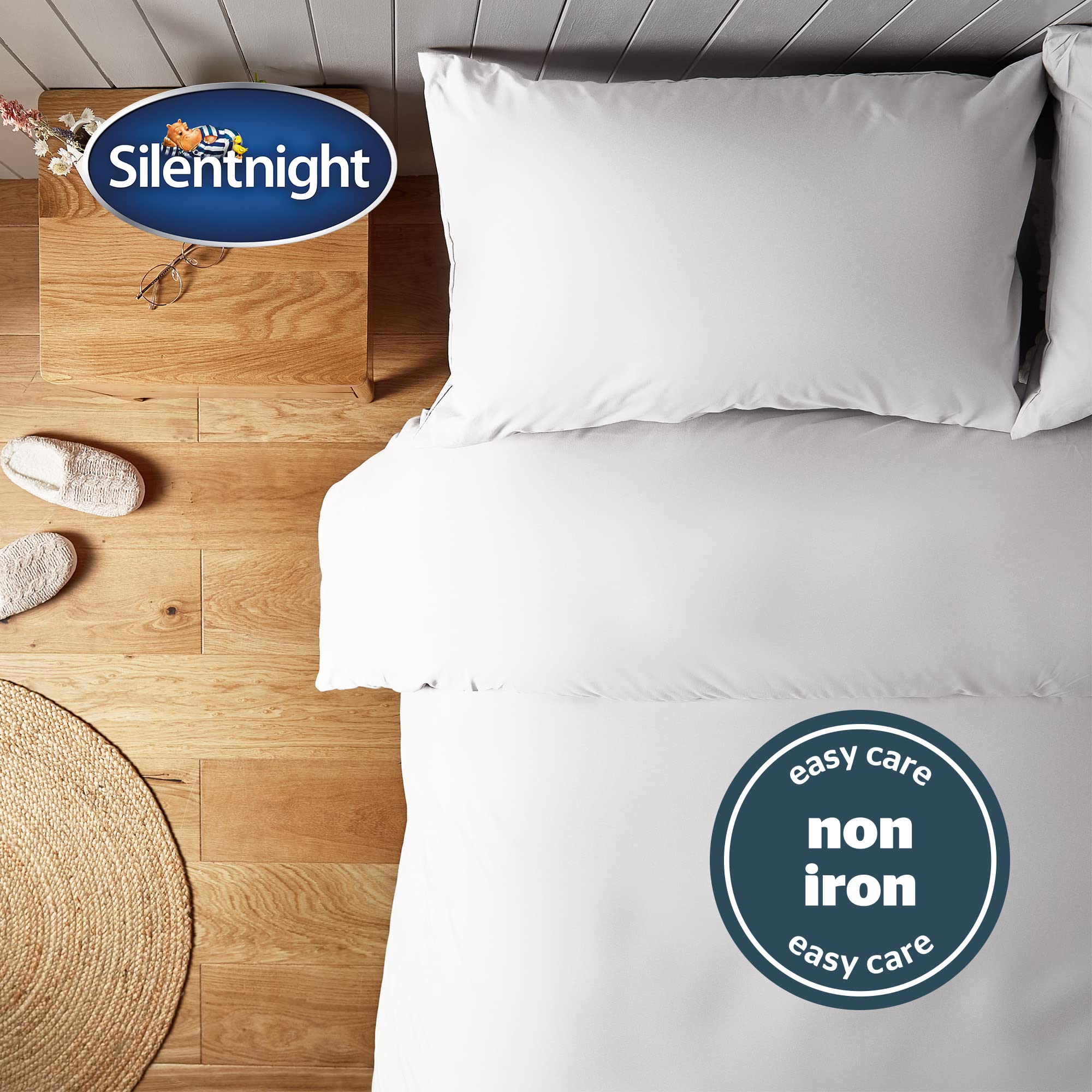 Silentnight Supersoft Microfibre Duvet Cover Set - King Size | 3 Piece Set | White 3