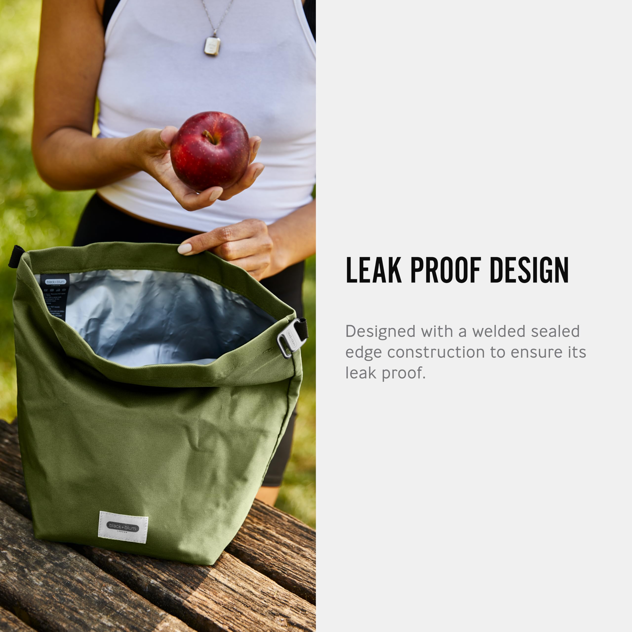 BLACK + BLUM Insulated Lunch Bag 6.7L Recycled Roll Top Cool Bag | Leak Proof | Moss Color 4