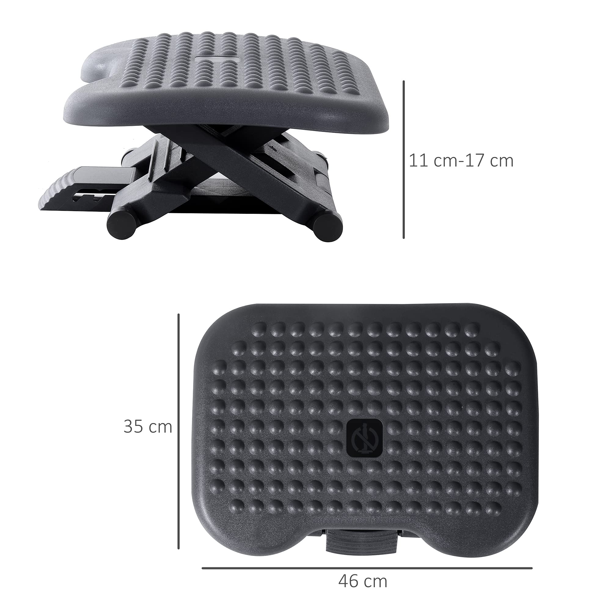 HOMCOM Ergonomic Footrest - Adjustable Height & Tilting Platform for Home Office Comfort | Charcoal Grey 5