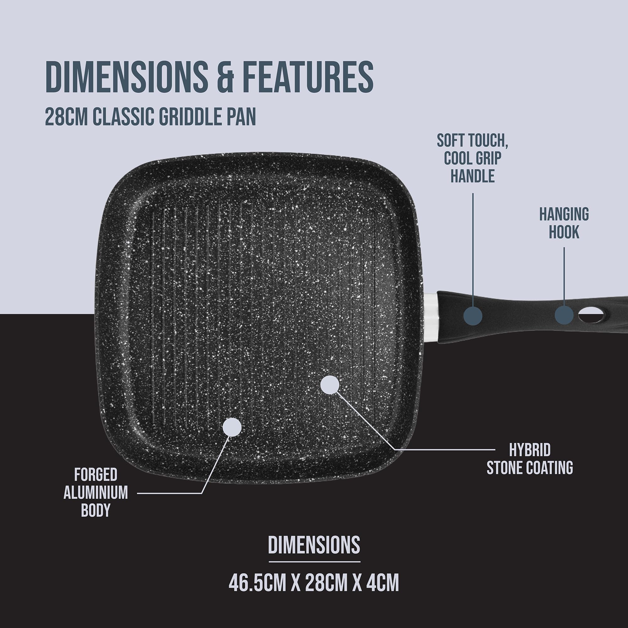 Blackmoor 66170 Classic 28cm Griddle Pan - Non-Stick Coating | Induction Compatible | Cool Touch Handle 3