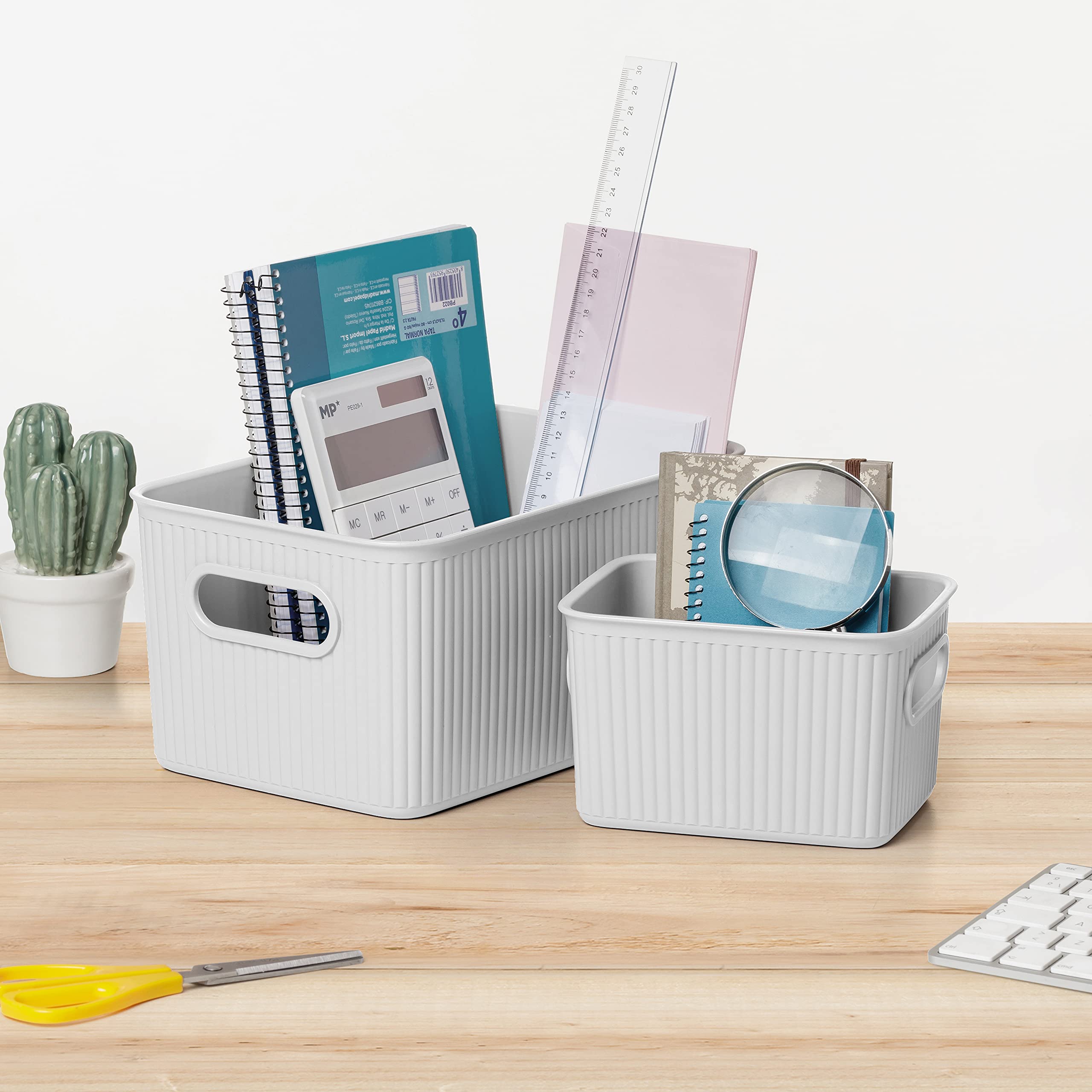TATAY Baobab Plastic Storage Basket - 5L Capacity | Recycled BPA-Free | Stackable | White 4