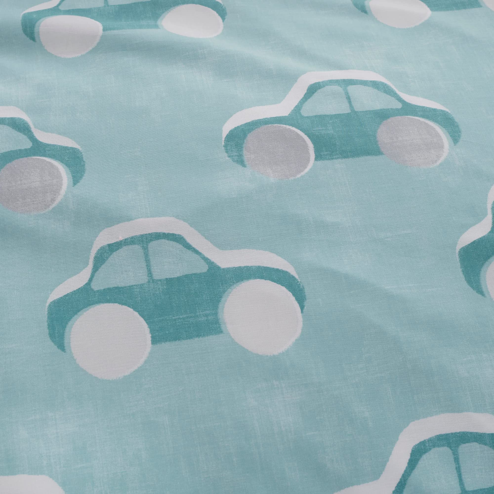 Bedlam Cool Cars Reversible Duvet Cover Set - 100% Cotton, Single Size (Duck Egg/Yellow) 3