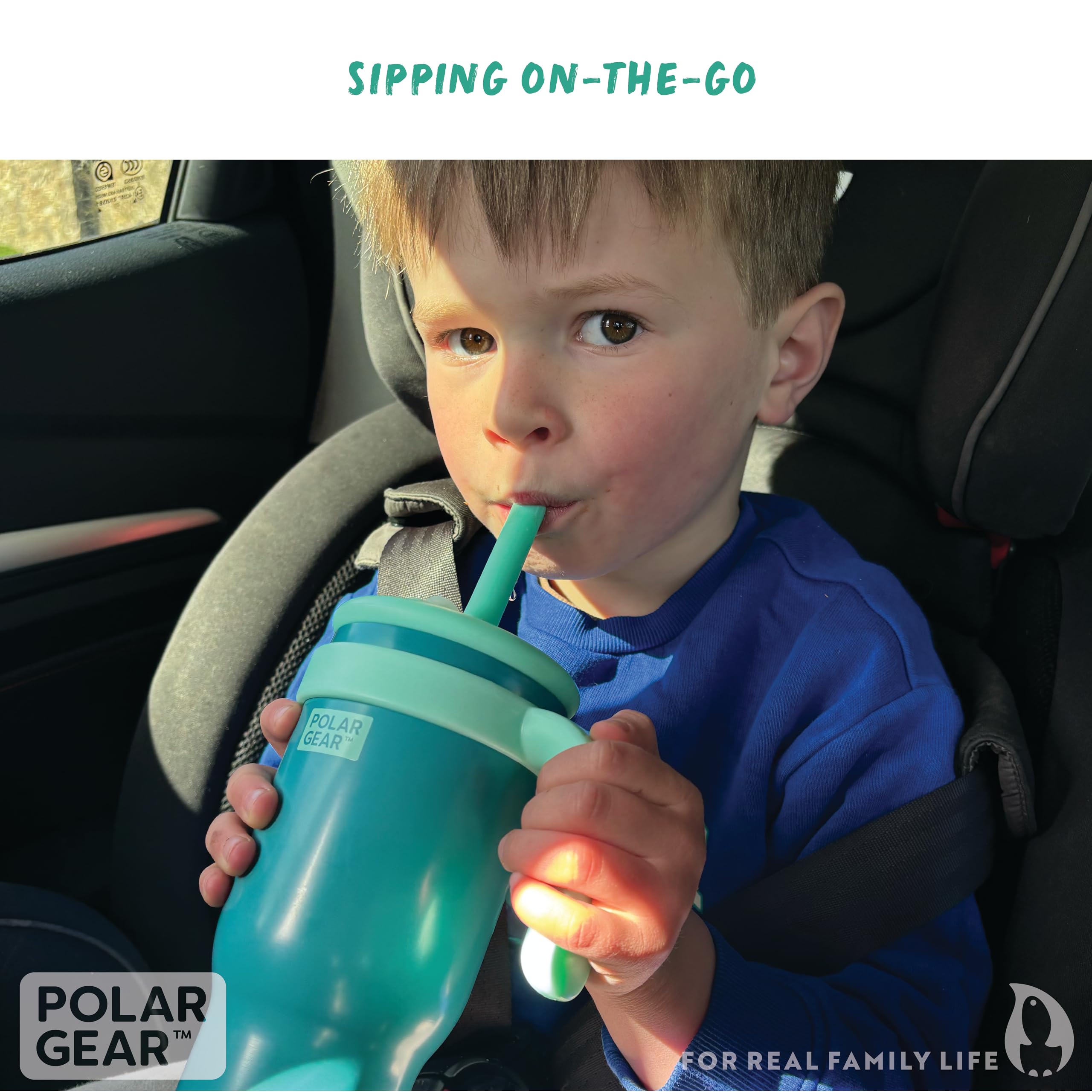 Polar Gear 520ml Kids Stainless Steel Water Bottle Tumbler with Straw | Teal 7