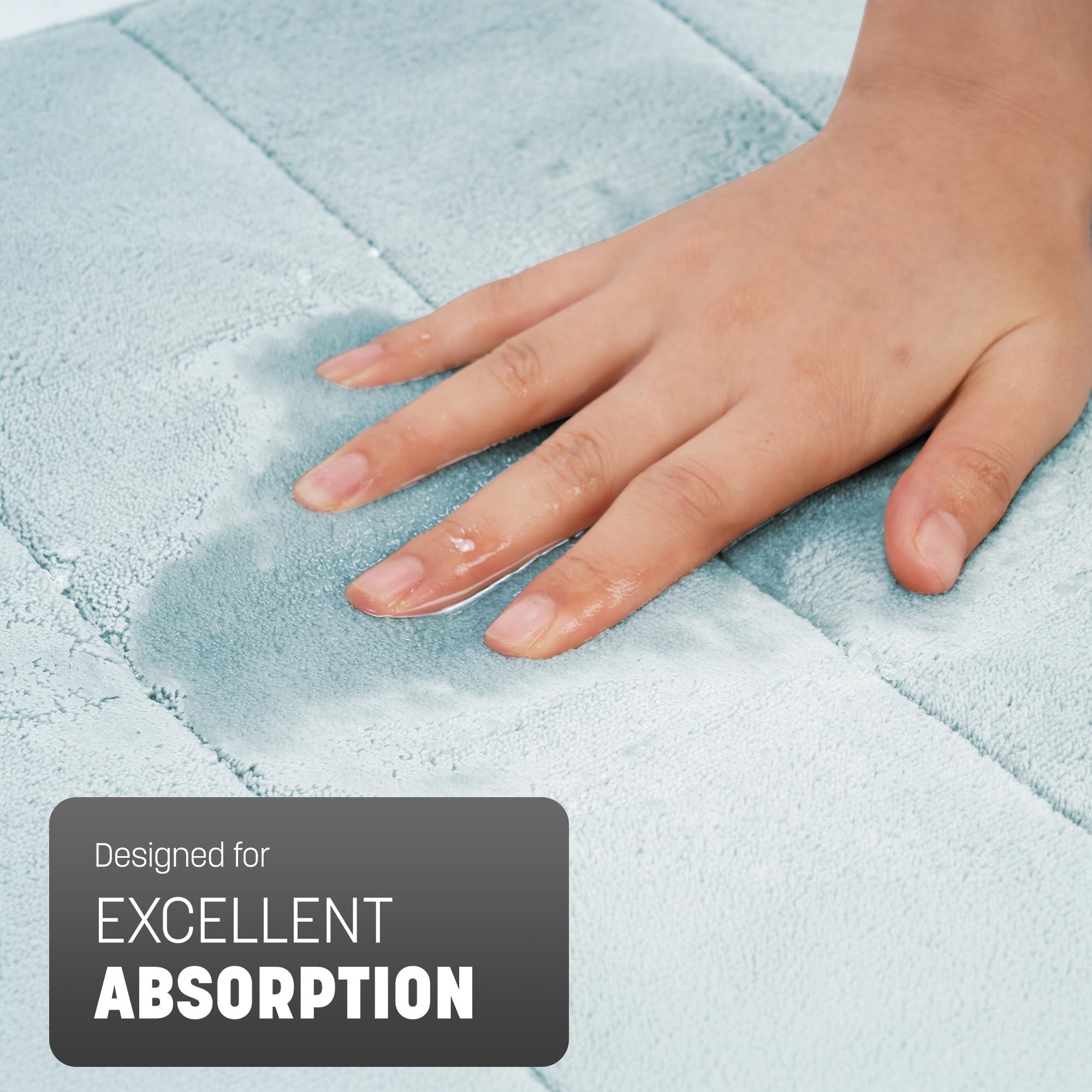KEPLIN Memory Foam Bath Mat - Ultra-Soft, Highly Absorbent | 40 x 60 cm | Light Blue 4