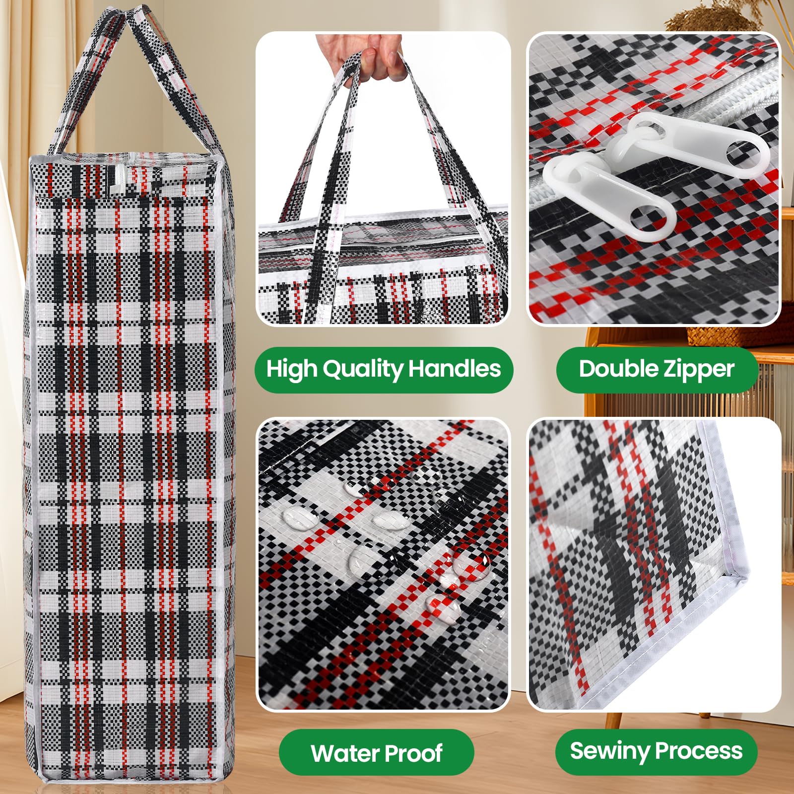 Rainberg Jumbo Storage Bags - 5 Pack Reusable Laundry & Moving Bags | 80x60cm | Holds up to 35kg 8