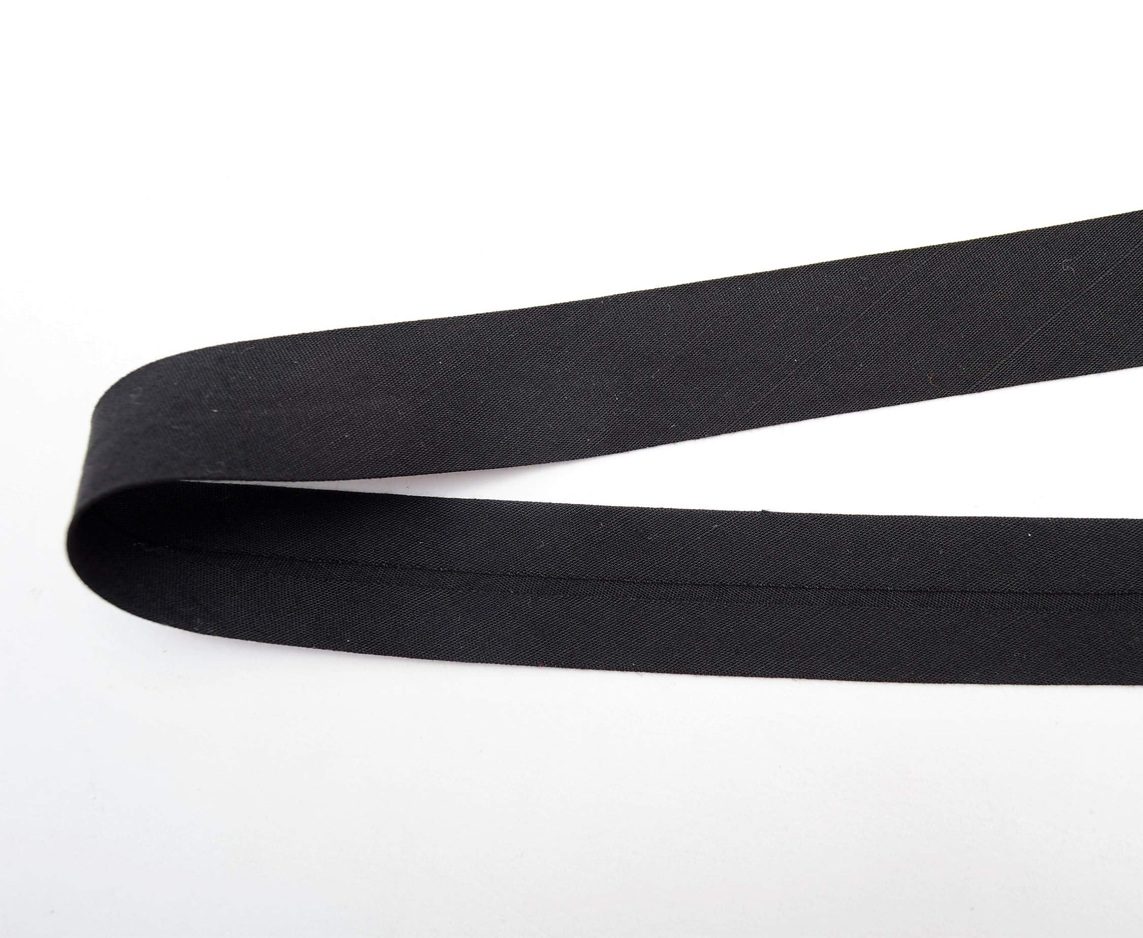 Trimz Polycotton Bias Tape - Black Single Fold Binding | 20m Reel | 25mm Folded Width 6