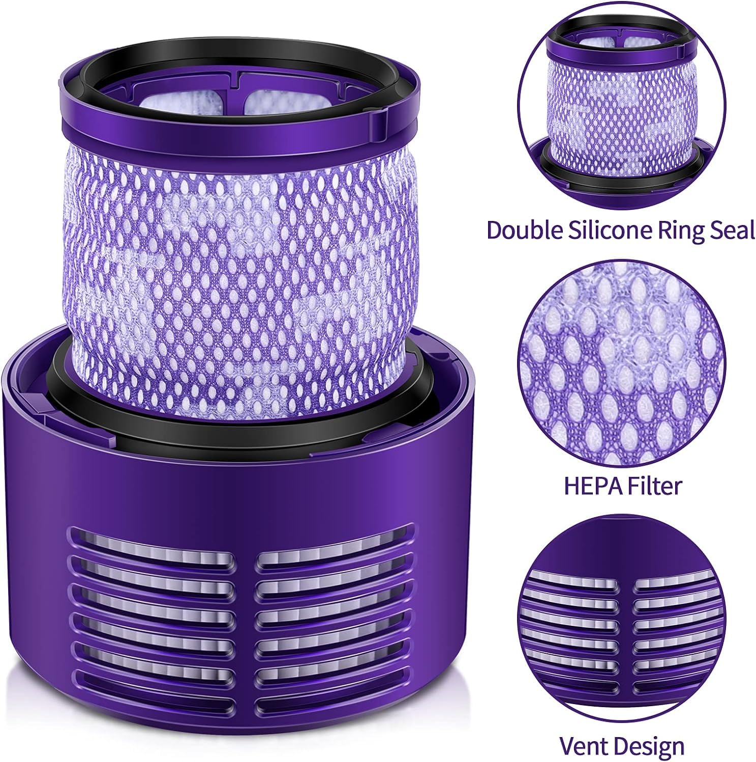 morpilot Replacement Filter for Dyson V10 - Washable HEPA | Compatible with V10 Absolute, Animal, Total Clean, SV12 | 2 Pack 2