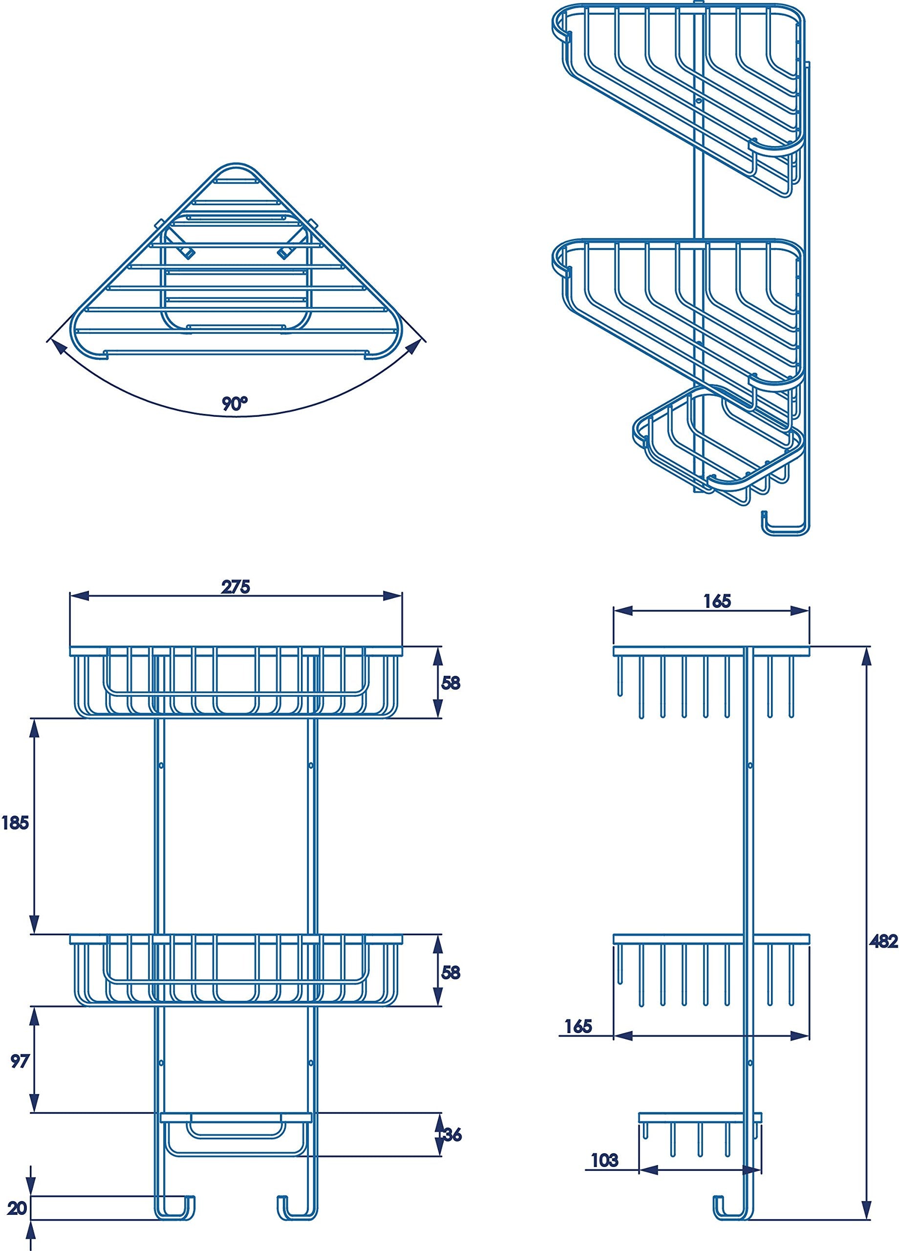 Croydex Three Tier Corner Shower Caddy - Durable Steel Bathroom Shelves | 5kg Capacity 3