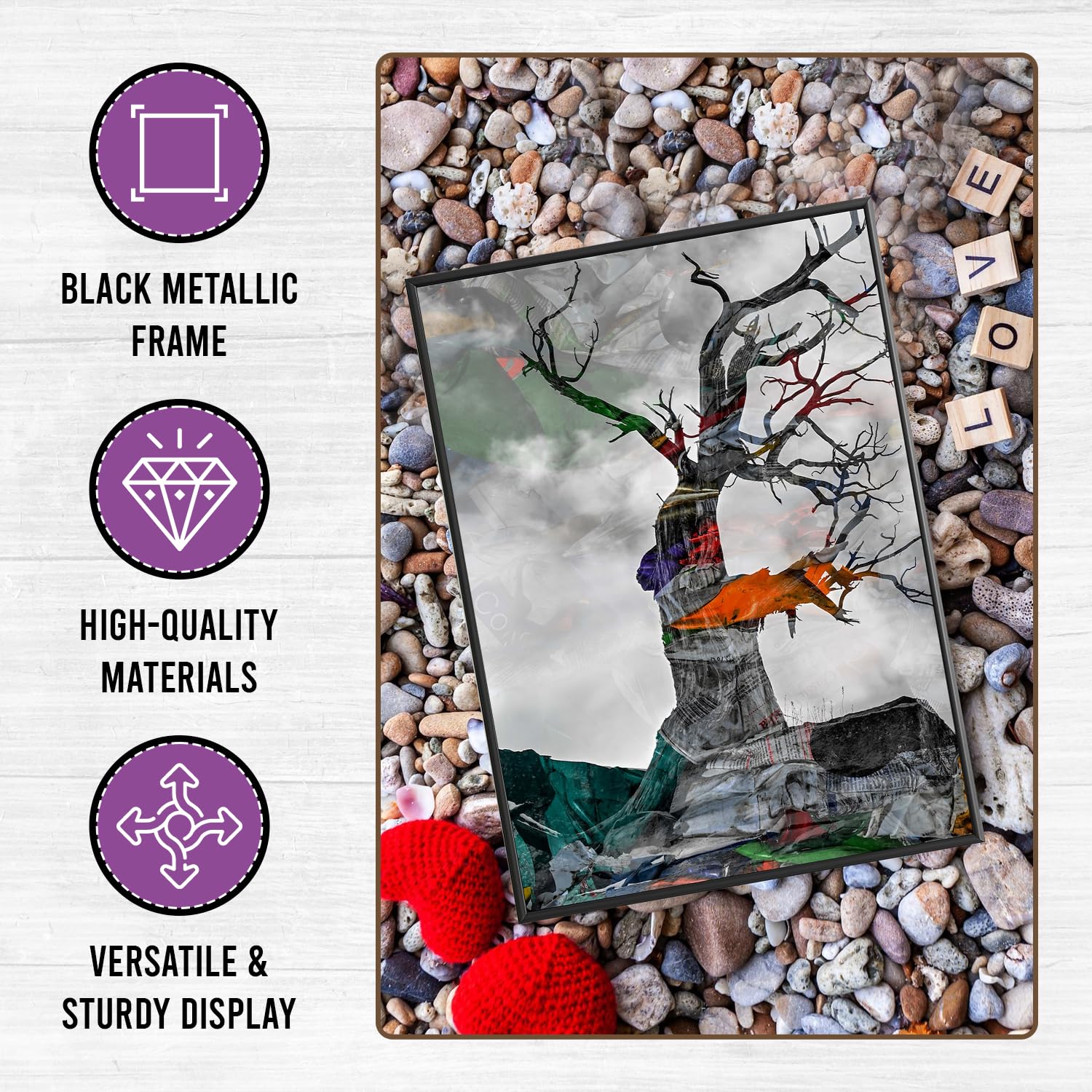 SECO Stewart Superior A4 Brushed Aluminium Picture Frame - Black | Perspex Safety Glass | Landscape/Portrait 7