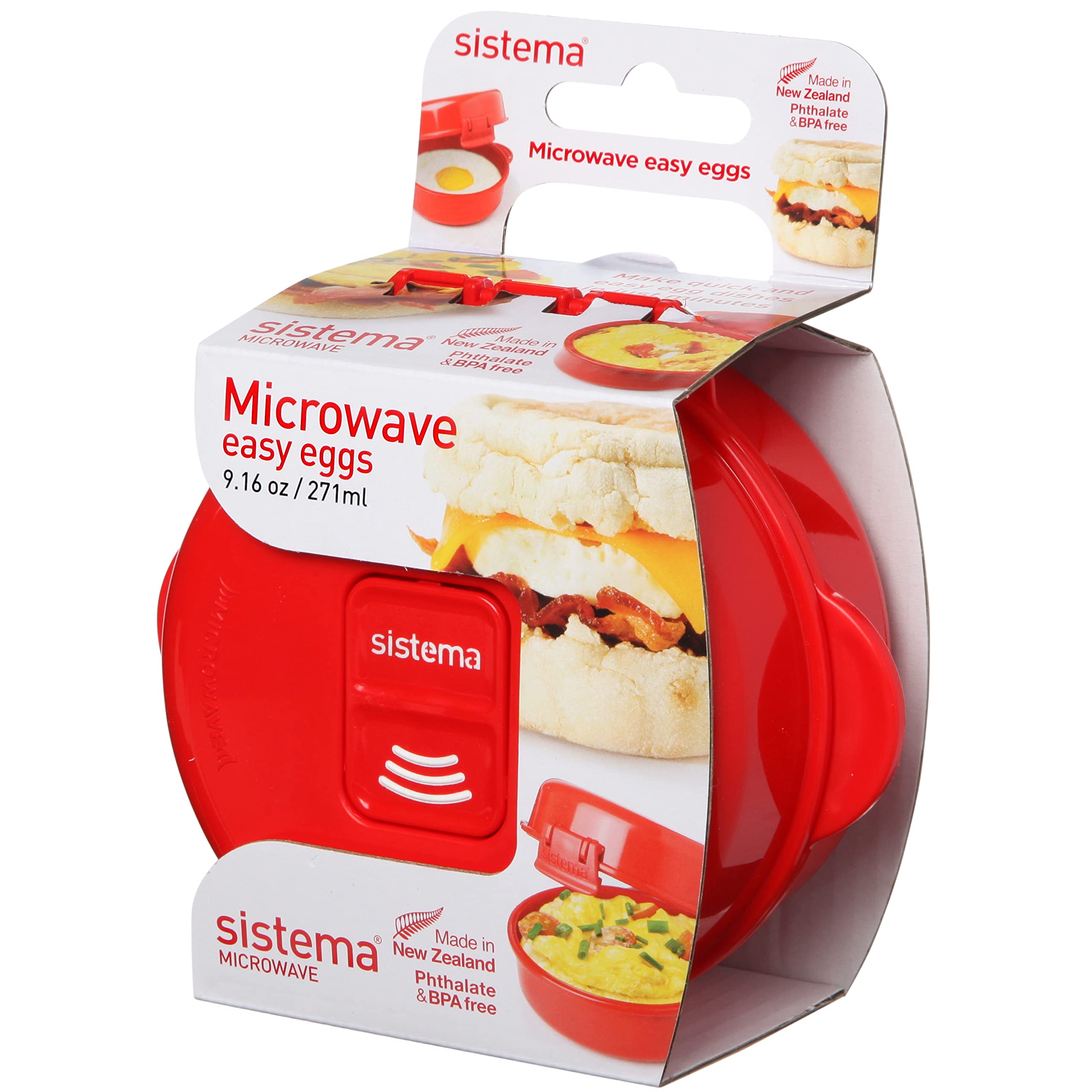 Sistema Easy Eggs Microwave Egg Cooker - 270 ml Capacity | Steam Release Vent | Red | 1 Count